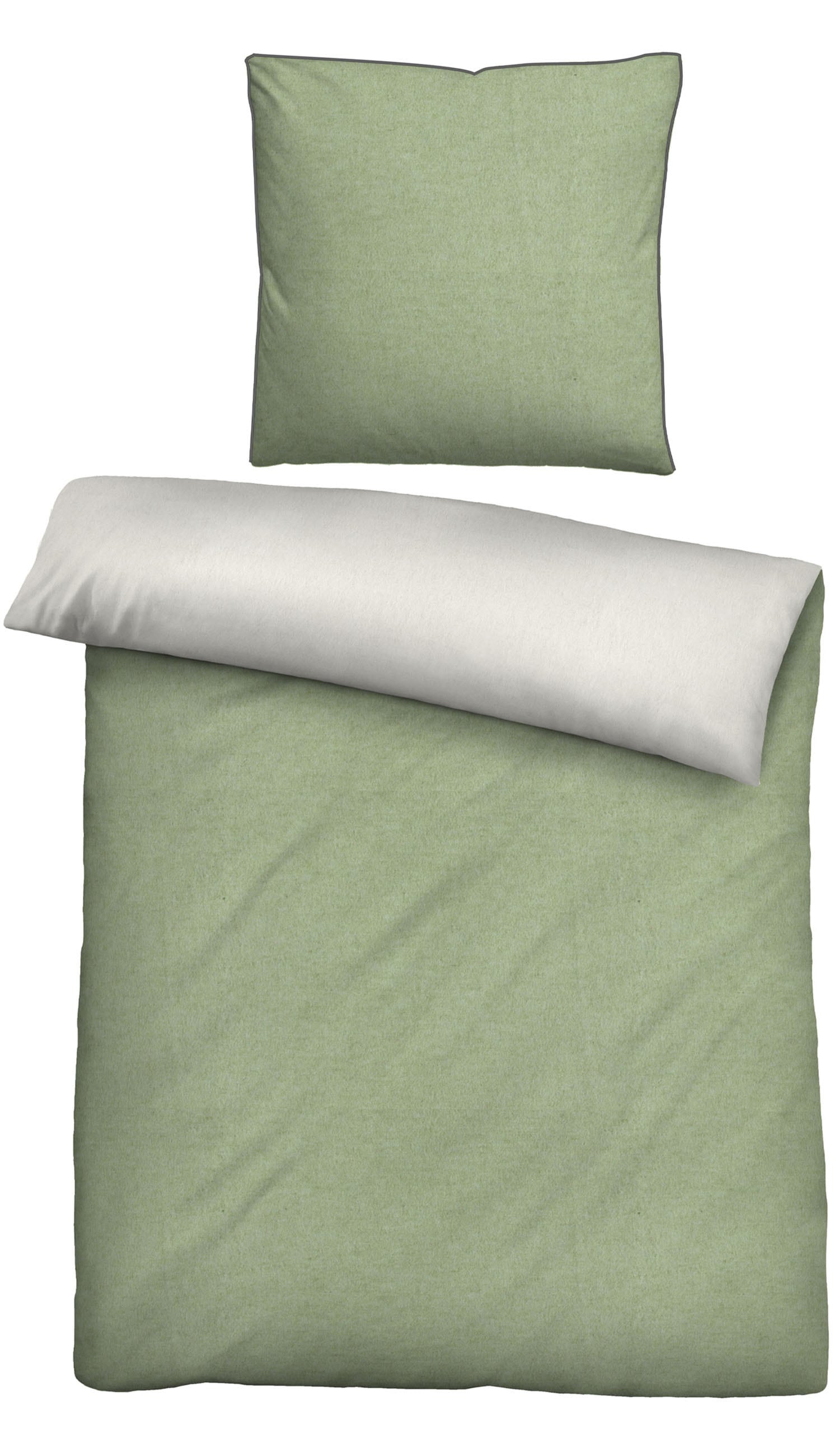Biberna Wendebettwäsche "0840500 HERMAL Premium Biber Melange-Flanell Bettwäsche 100% Baumwolle" 2 Stk. Biber, wärmend & weich, Reißverschluss, ab Größe 135 x 200 cm