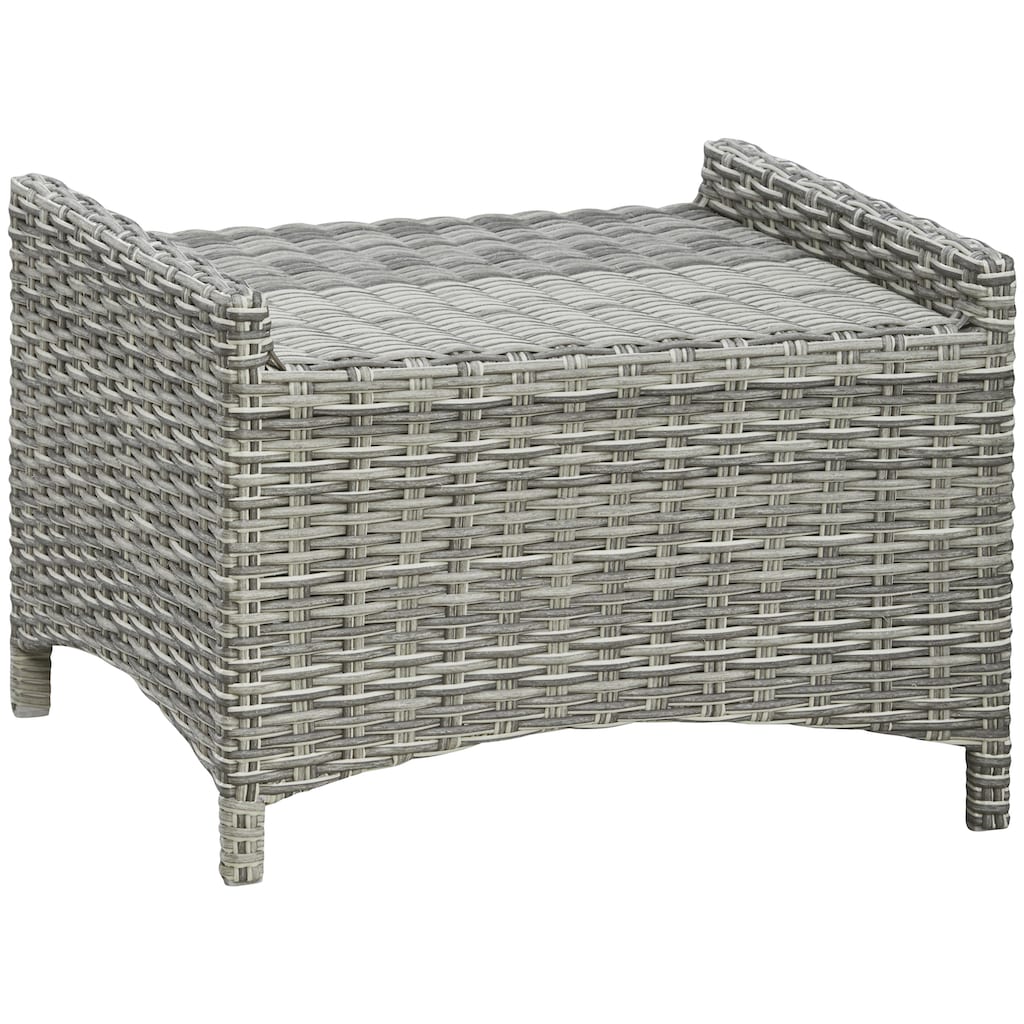 KONIFERA Garten-Essgruppe »Monaco«, (Set, 24 tlg., 4x Sessel, 1x 3er Sofa, 2x Hocker, 1x Tisch 200x100x75cm), Polyrattan, Aluminium, mit verstellbaren Rückenlehnen, inkl. Auflagen