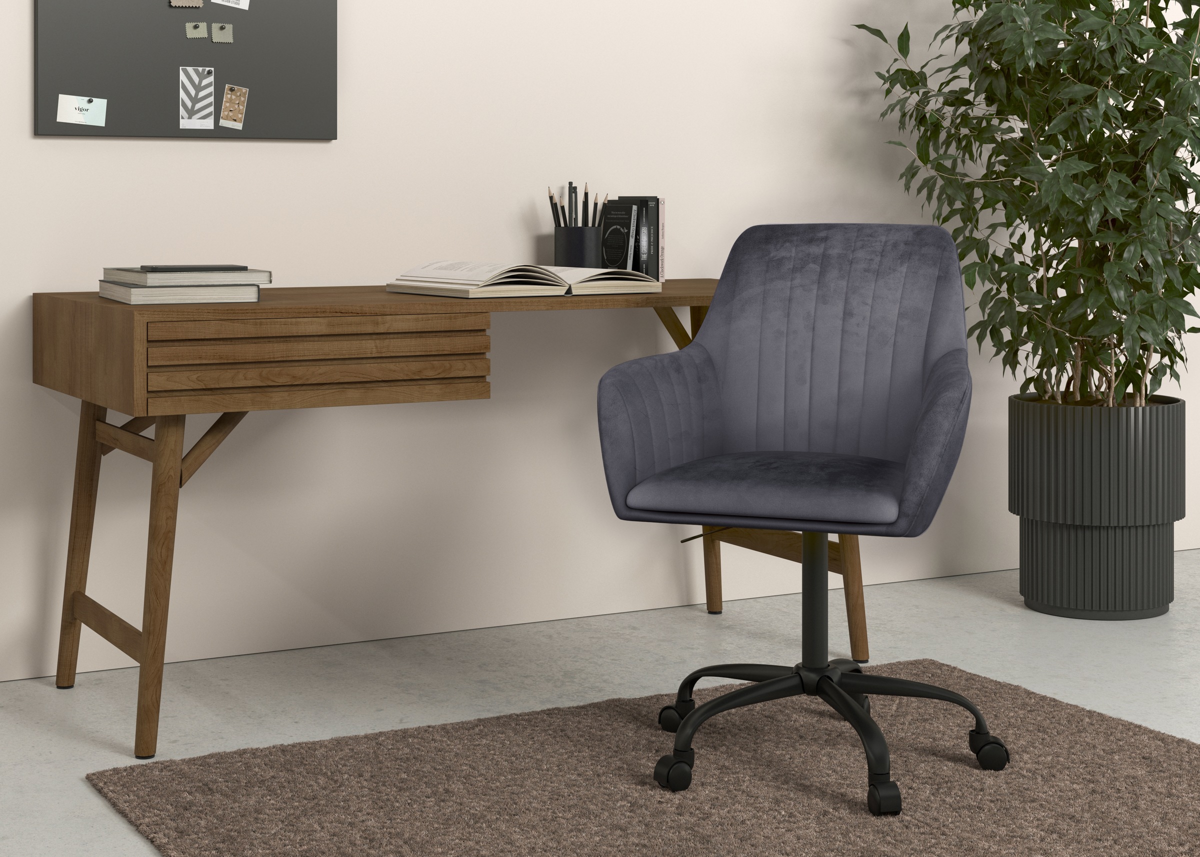 INOSIGN Bürostuhl "Perry2" () eleganter Samtstuhl, schwarzes Drehkreuz,Pols günstig online kaufen