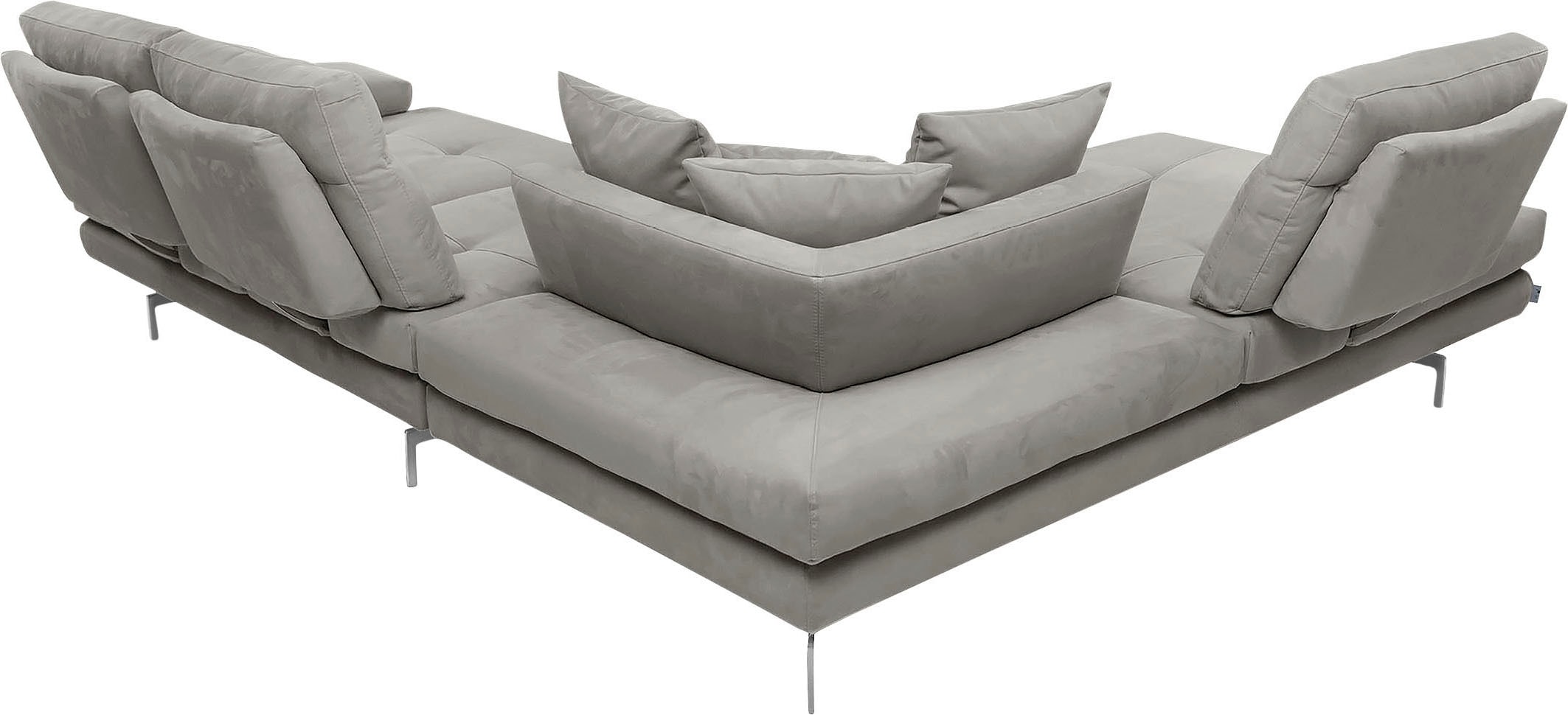CALIA ITALIA Ecksofa »Toby Wing, L-Form, Designsofa mit sensationellem Sitzkomfort«, Sitztiefenverstell.,wahlw. mit Kissen-Set, Füße chrom glänzend