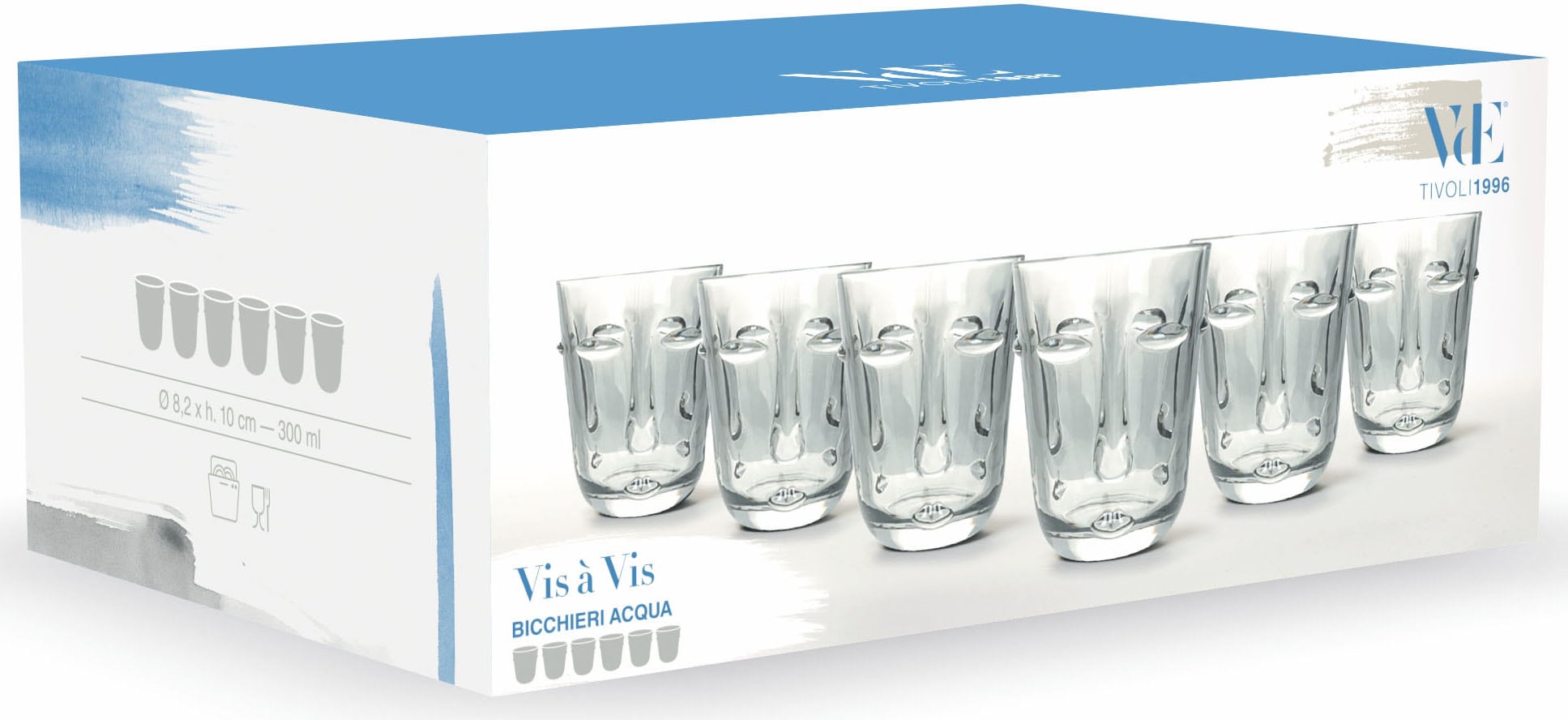 Villa d'Este Gläser-Set »Vis à Vis Transparent«, (Set, 6 tlg.), Wassergläser-Set, 6-teilig, Inhalt 300 ml
