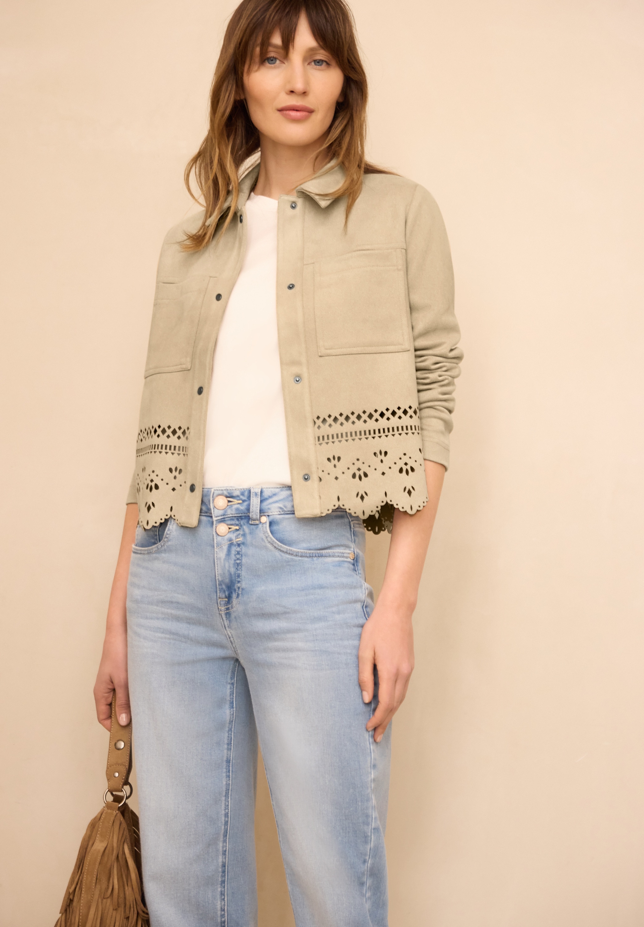 STREET ONE STUDIO Lederimitatjacke ohne Kapuze mit Knopfleiste