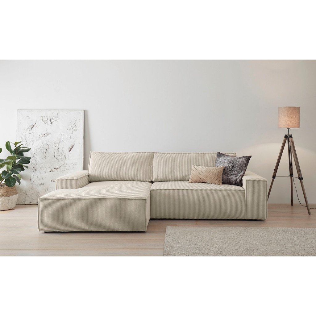 Ecksofa SHERWOOD Schlafsofa, mit Bettkasten, Cord-Bezug