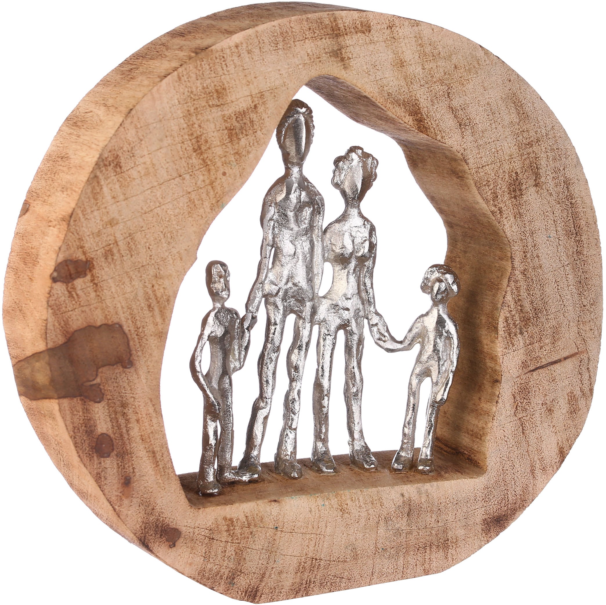 GILDE Dekofigur »Skulptur Familie, silber/natur«, silberfarben/natur,  Aluminium bestellen | BAUR