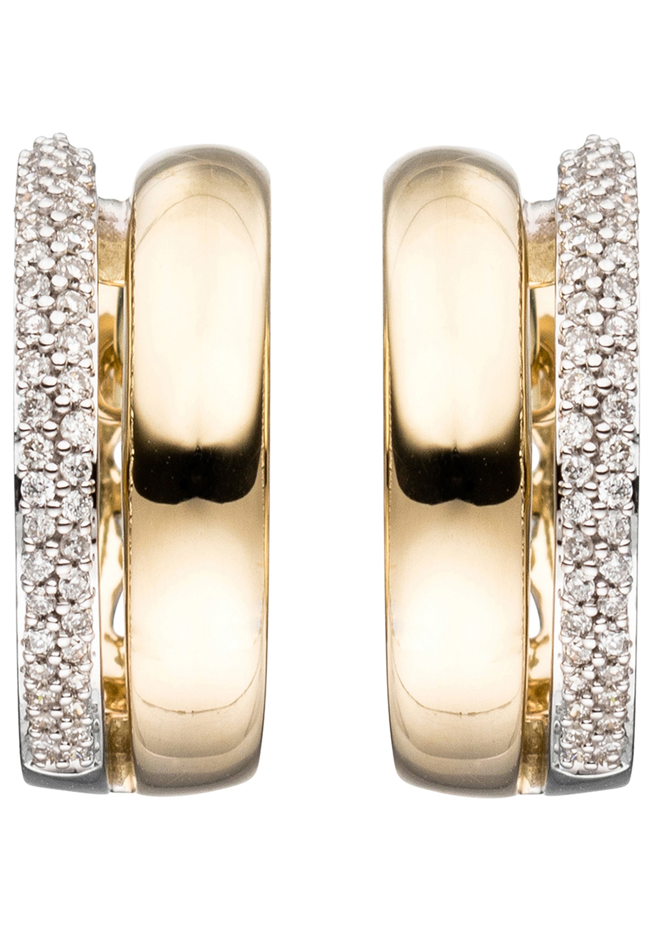 JOBO Paar Creolen »Ohrringe mit 86 Diamanten« 585 Gold bicolor