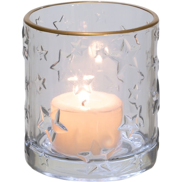 Creativ deco Windlicht »Weihnachtsdeko«, (3 St.), klares Glas mit  Stern-Struktur kaufen | BAUR