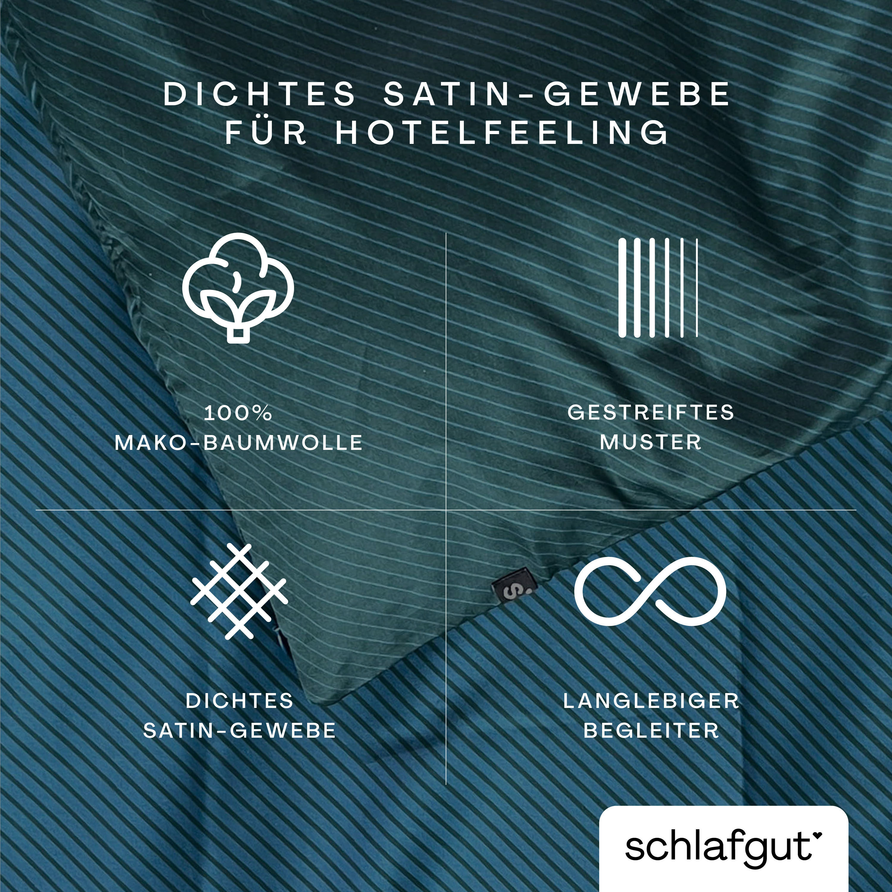 Thumbnail - Schlafgut Bettbezug "Premium Bettbezug Woven Fade Satin (1 St)" Ton-in-Ton Reißverschluss, Fadendichte von 300tc, Streif...