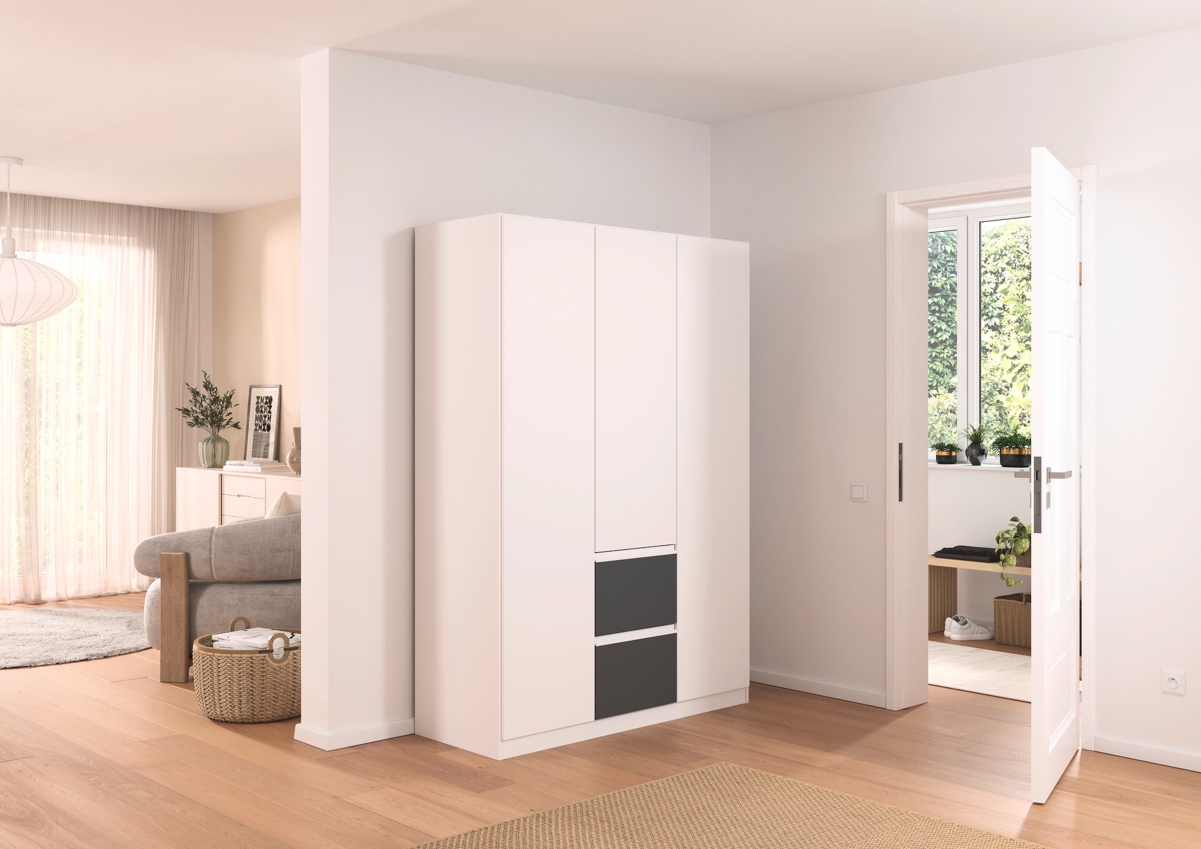 rauch Drehtürenschrank »Kleiderschrank Schrank Garderobe Wäscheschrank BRISTOL in 2 Breiten«, grifflose Front mit Push-to-Open Funktion in 2 Breiten MADE IN GERMANY