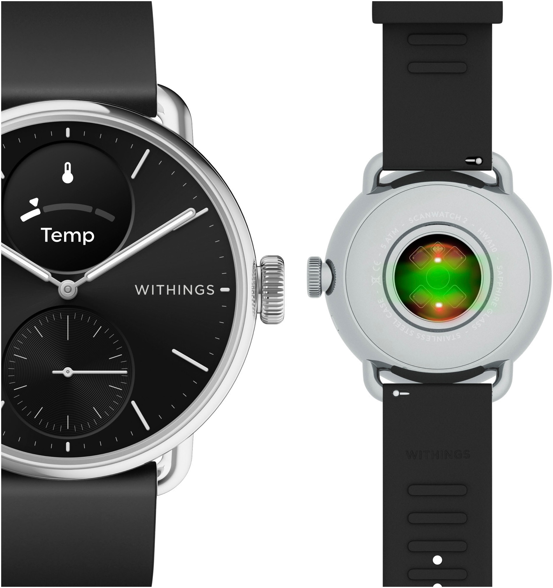 Withings Smartwatch »ScanWatch 2 38mm«, HealthSense OS,)