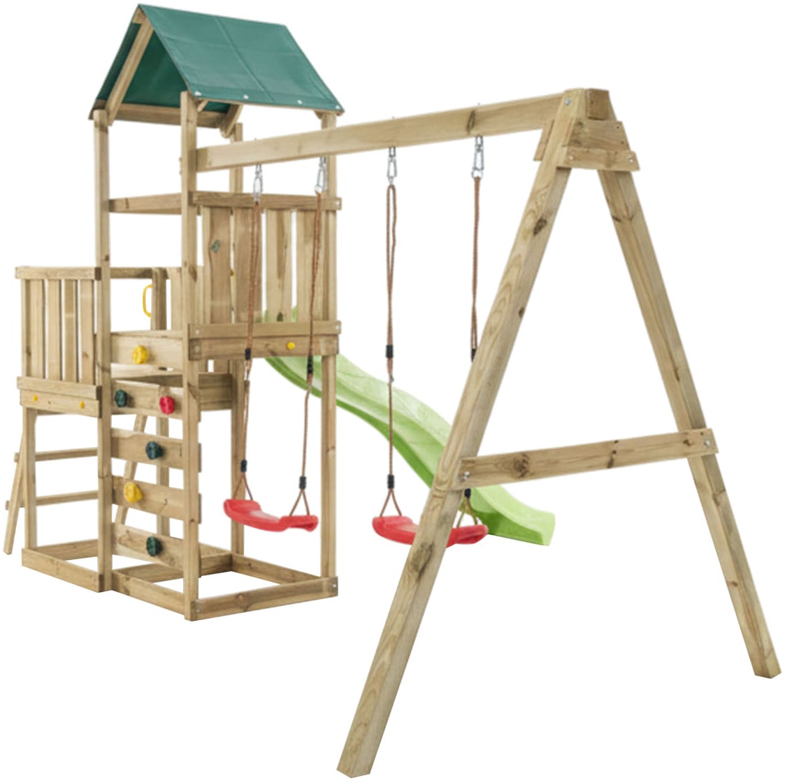 FUNGOO Spielturm »MaxPlay 3.1« mit Rutsche, Doppeldecker, Doppelschaukel und Kletterwand