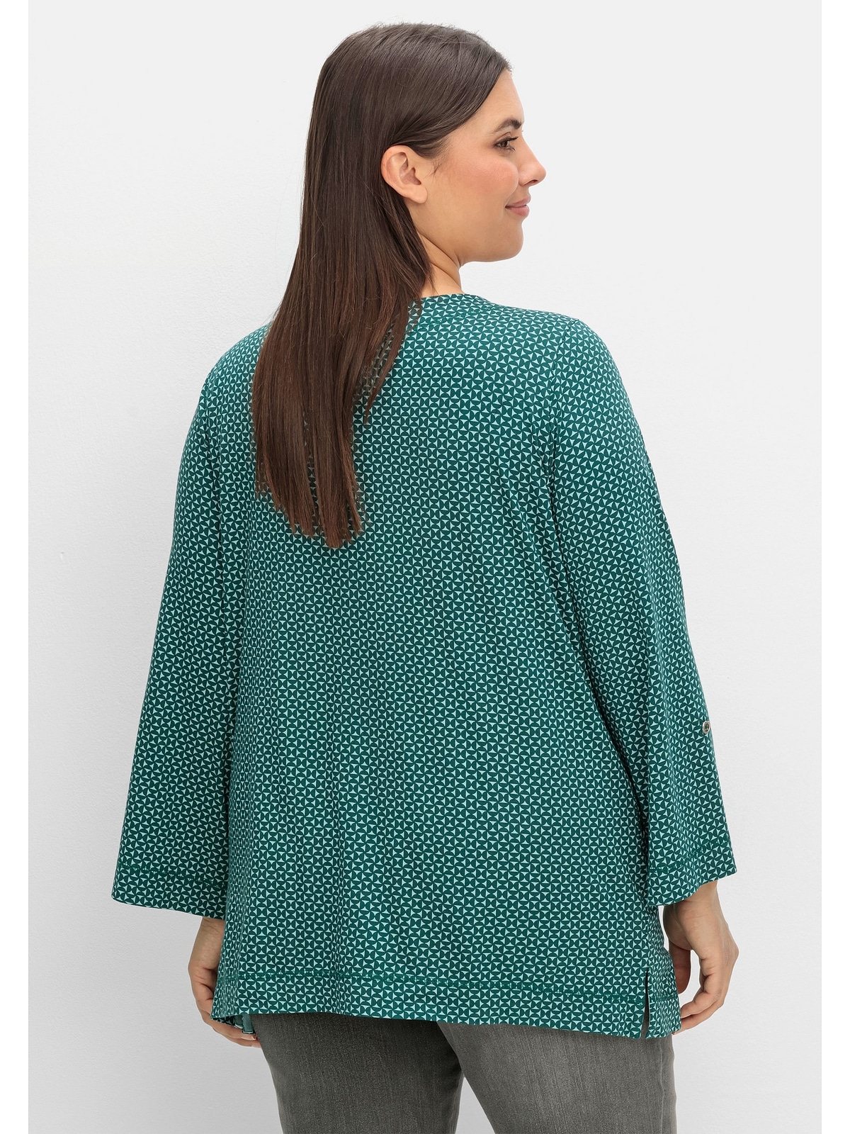 Sheego Langarmshirt »Große Größen«, mit Minimaldruck und Krempelärmeln