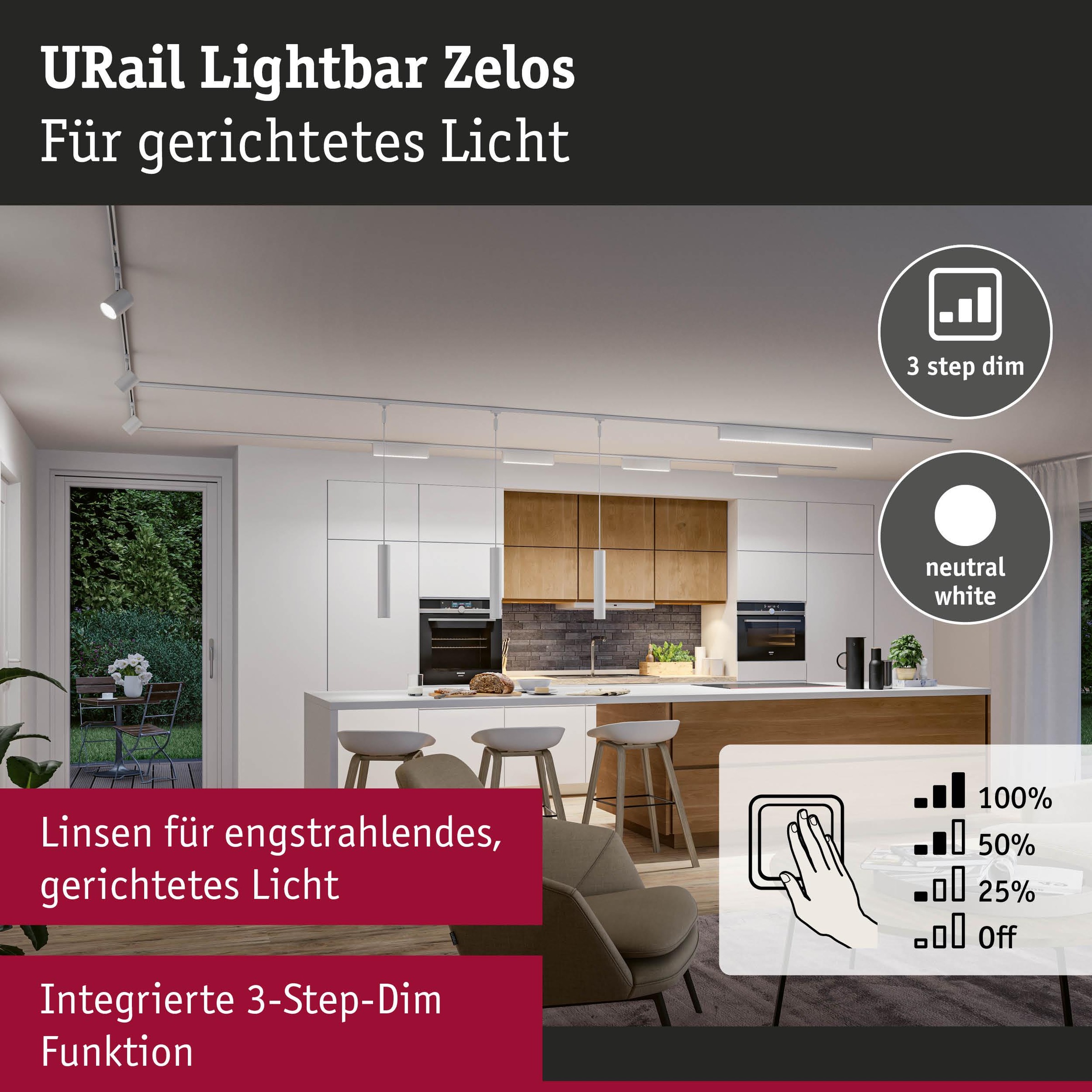 Paulmann Schienensystem-Leuchten »Zelos 1100lm 10W 4000K dimmbar 230V« LED-Modul 1 Stk. Neutralweiß 3-Step-Dim