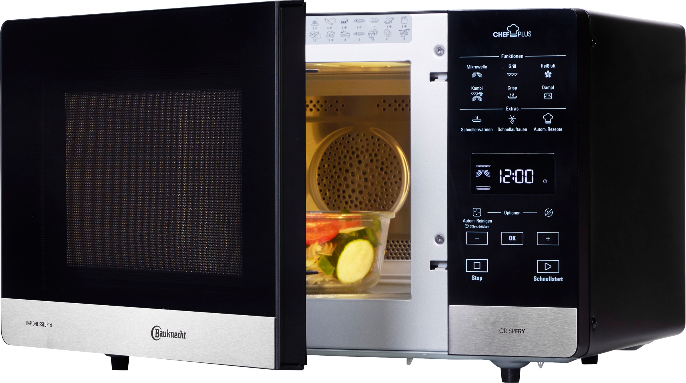 BAUKNECHT Mikrowelle "MW 59 MB" Dampfgarfunktion Grill Heißluft Mikrowelle 1700 W Dampfgaren, Grill, Heißluft und Crisp für schnelle knusprige Pizza