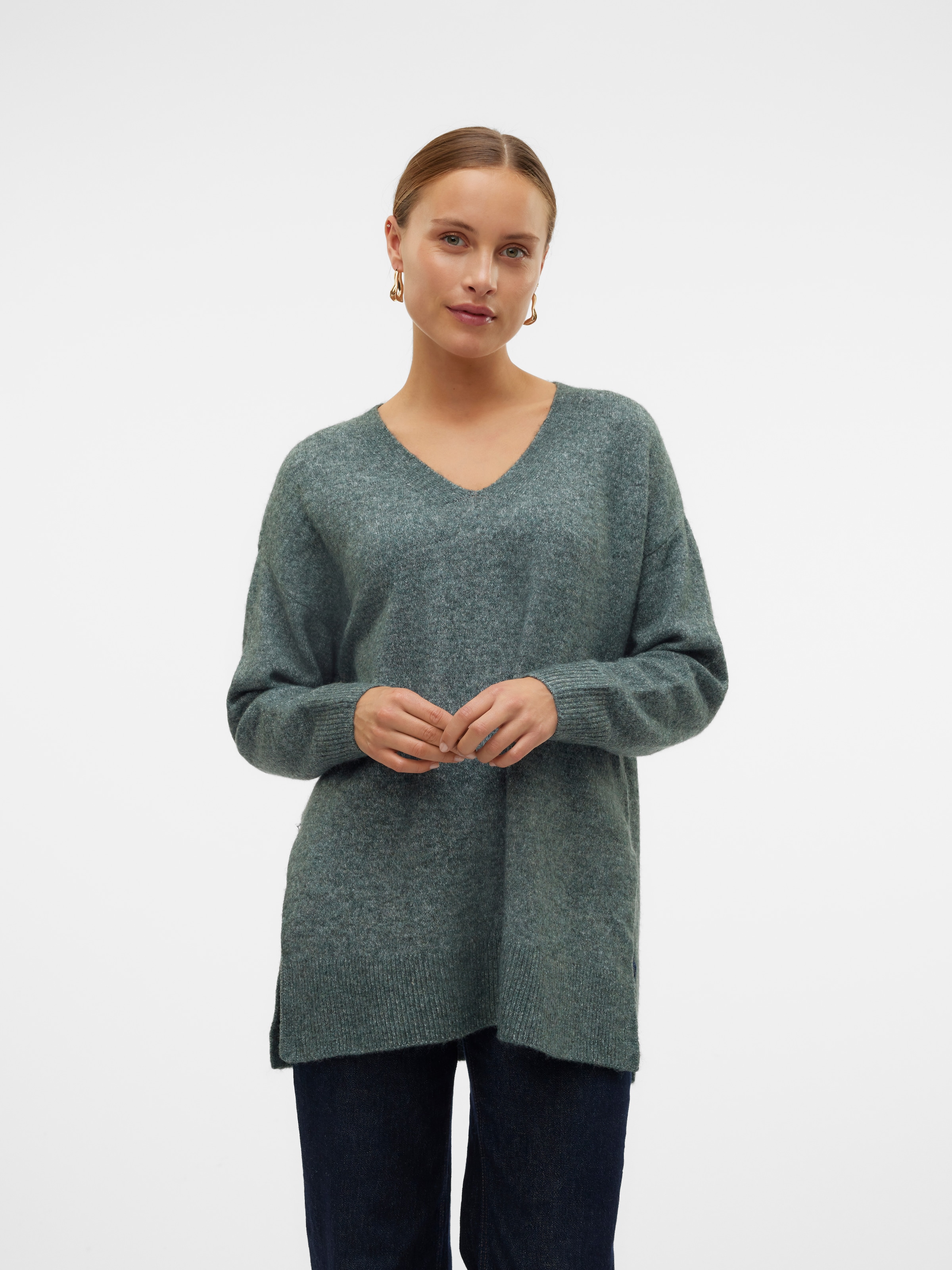 Vero Moda V-Ausschnitt-Pullover "VMFILUCA LS V-NECK LONG PULLOVER GA NOOS"