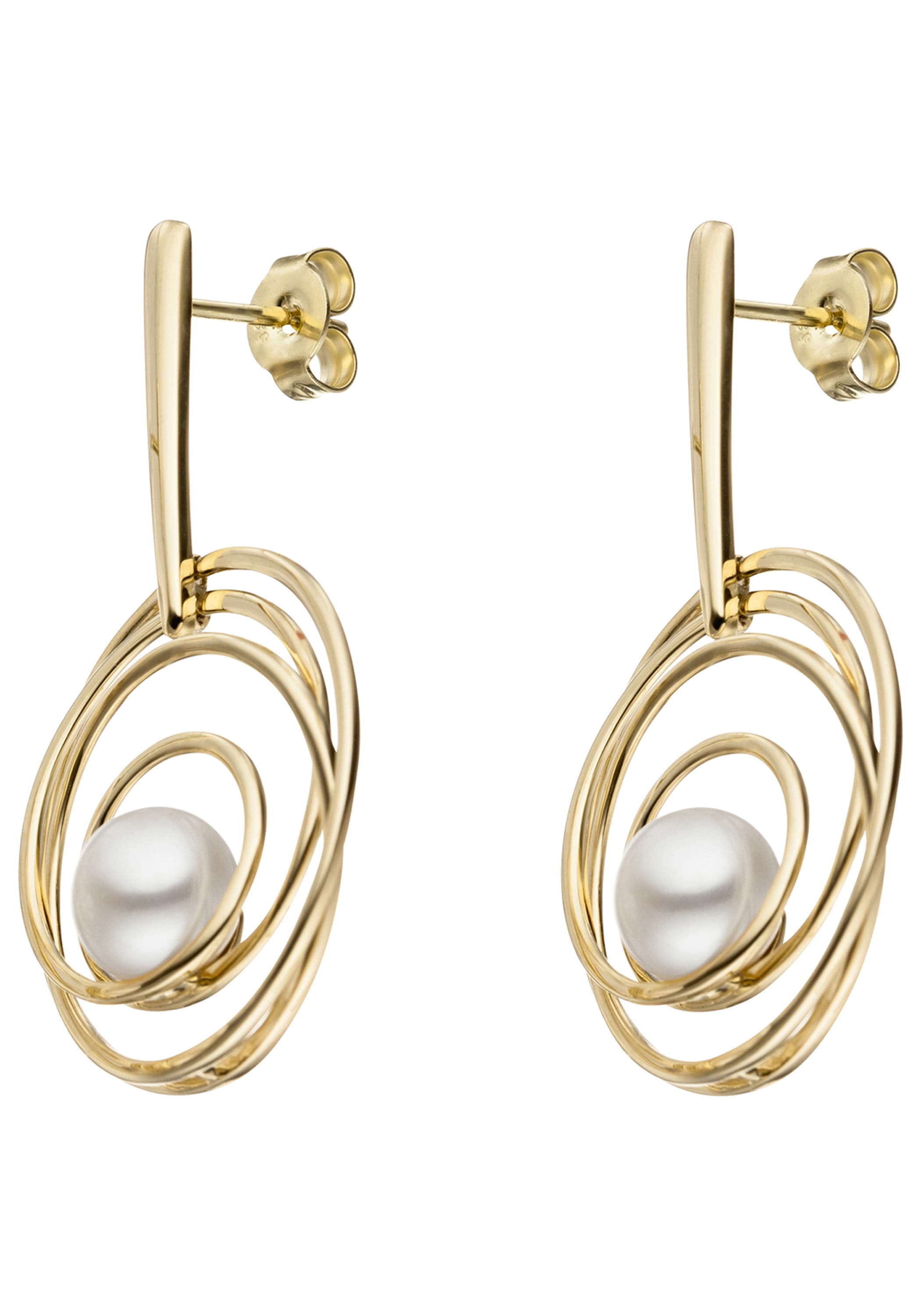 JOBO Perlenohrringe »Ohrringe Goldohrringe 38 mm lang« 585 Gold mit Perlen