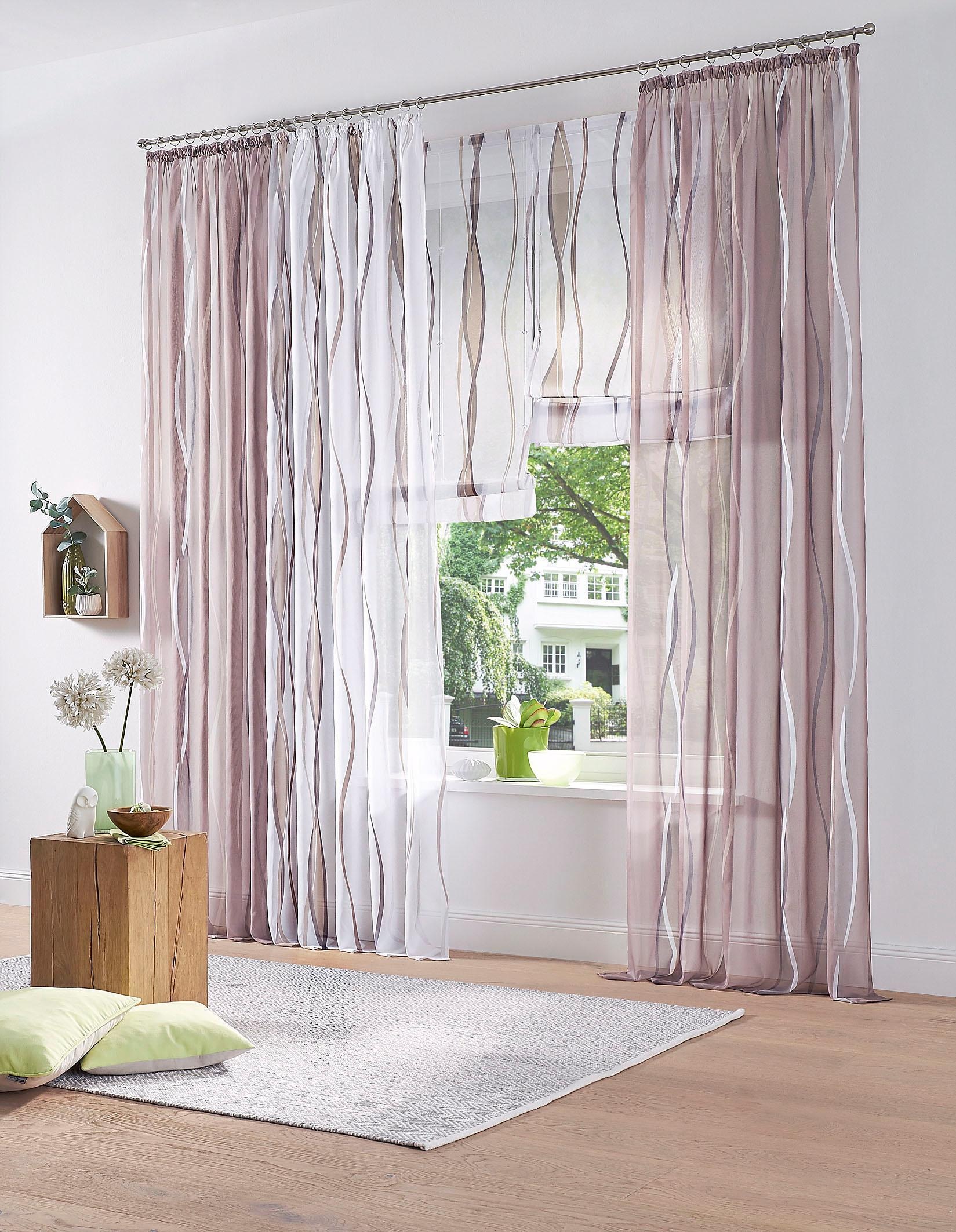 my home Gardine »Dimona«, (2 St.), 2er-Set, transparent, Voile, Polyester