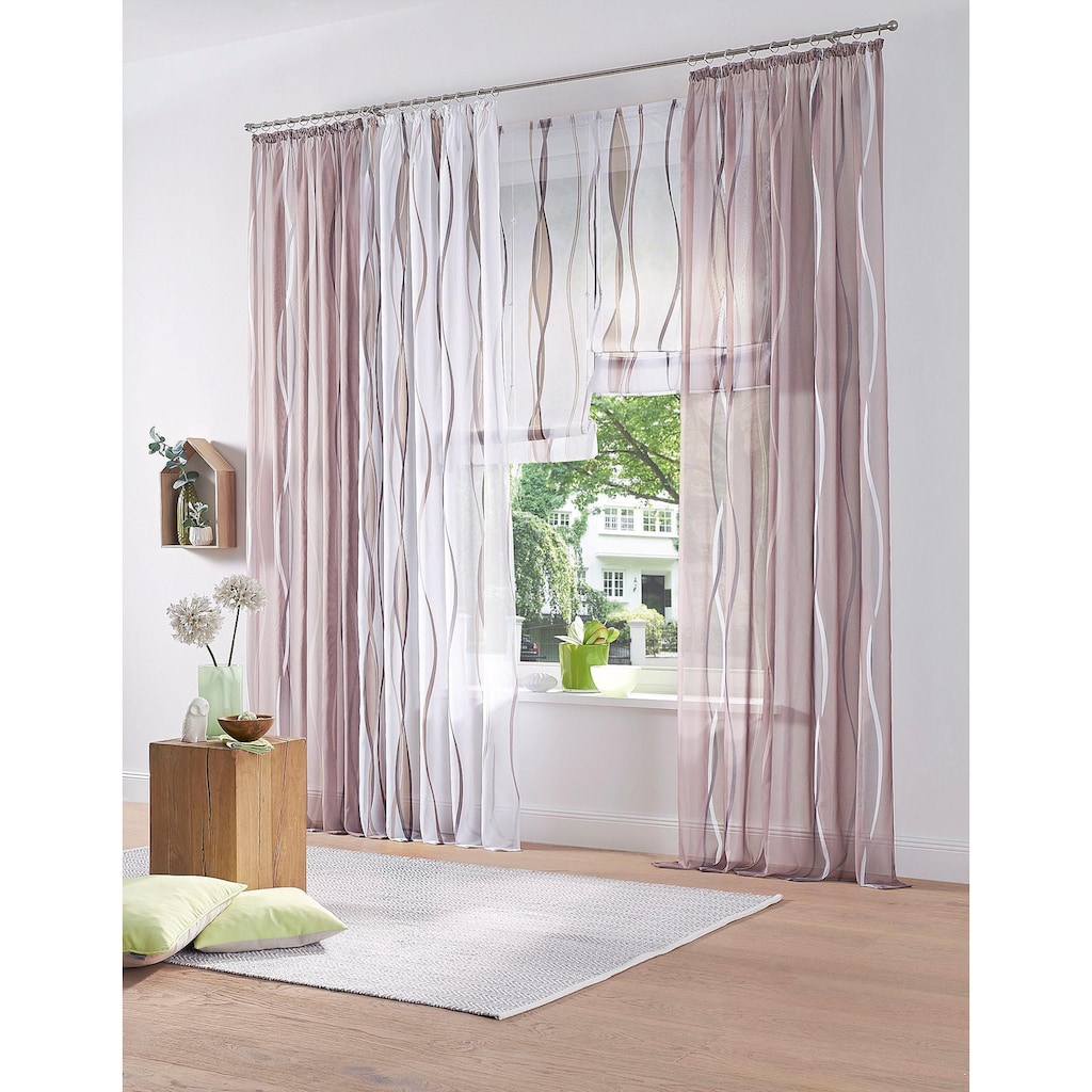 my home Gardine »Dimona«, (2 St.), 2er-Set, Polyester, Wellen