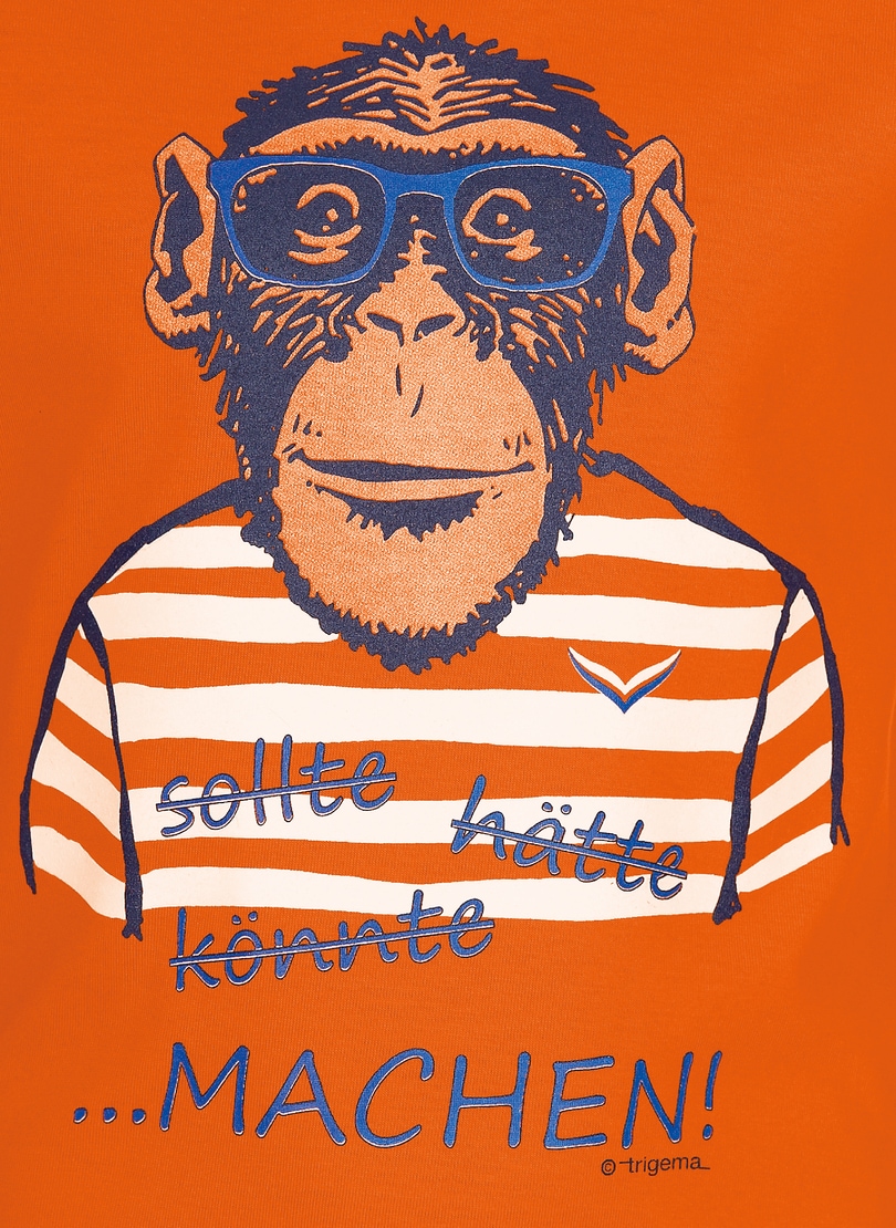 Trigema T-Shirt »TRIGEMA für mit BAUR T-Shirt ▷ | großem Affen-Druckmotiv«