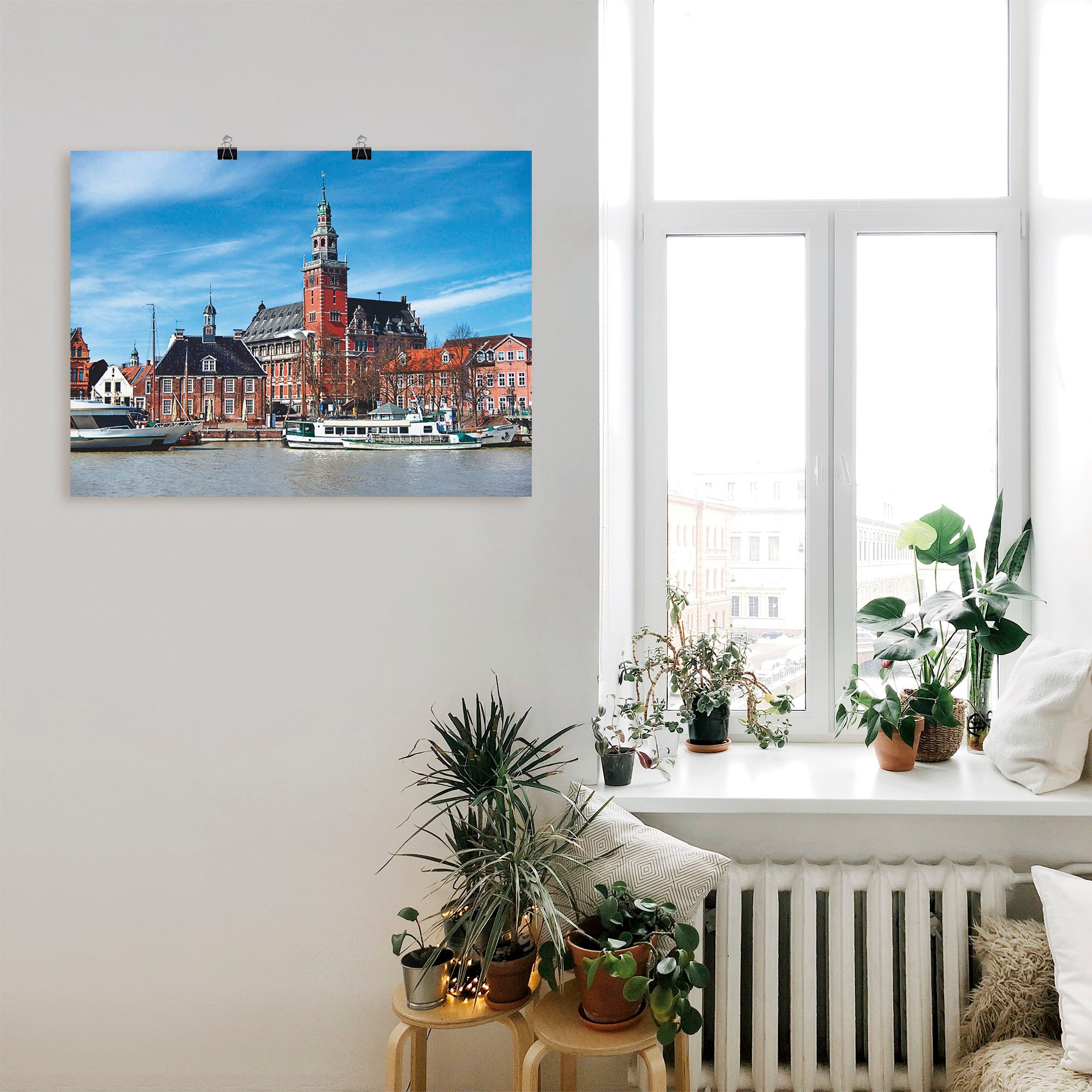 Artland Poster »Leer Ostfriesland Stadtansicht«, Deutschland, (1 St.), als Leinwandbild, Wandaufkleber oder Poster in versch. Größen