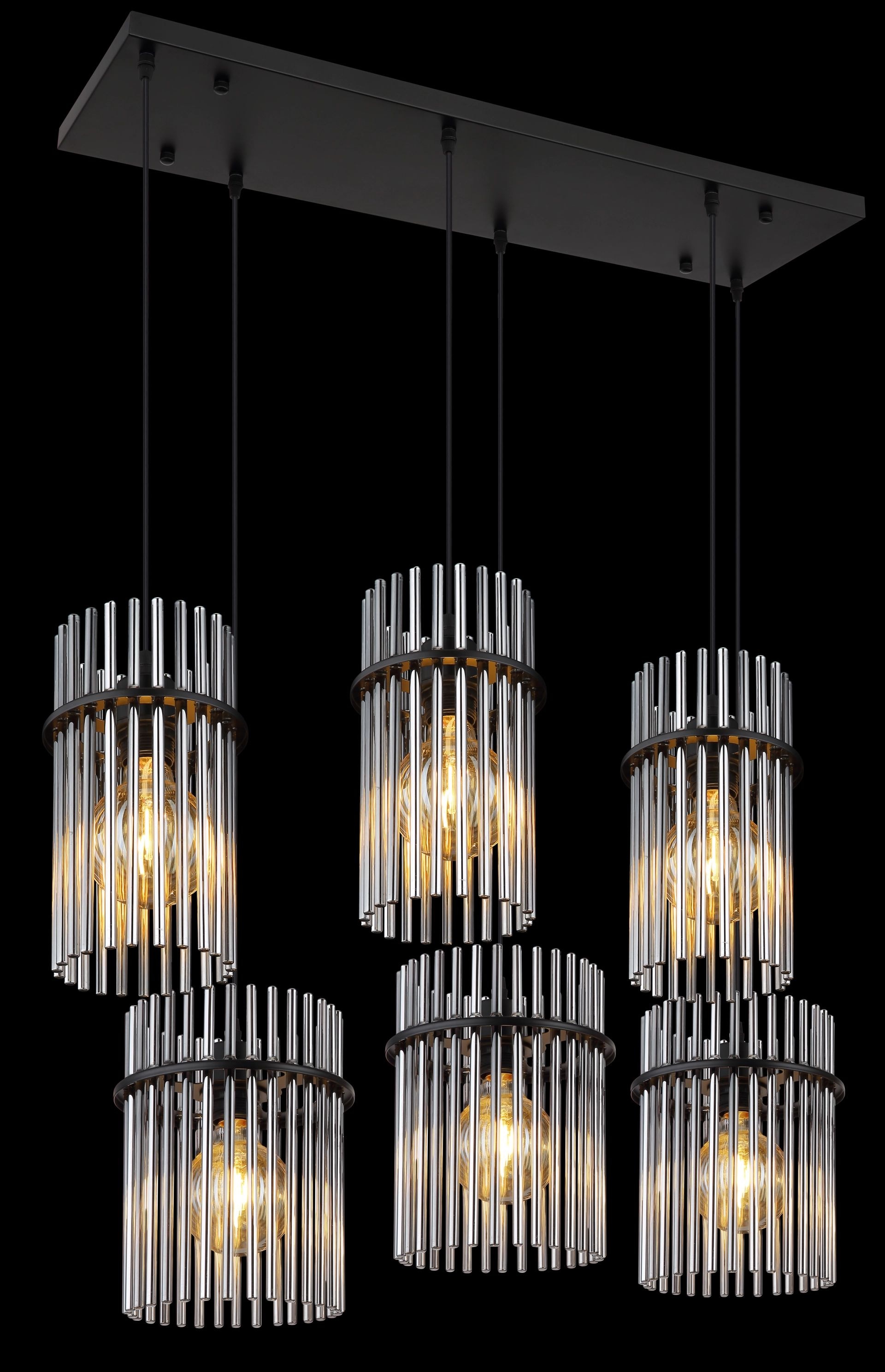 GLOBO LIGHTING Pendelleuchte »GORLEY«, 6 flammig, Leuchtmittel E27 | ohne Leuchtmittel, Design Glasstäbe, Deckenlampe, Wohnzimmer, Esszimmer, Hängelampe