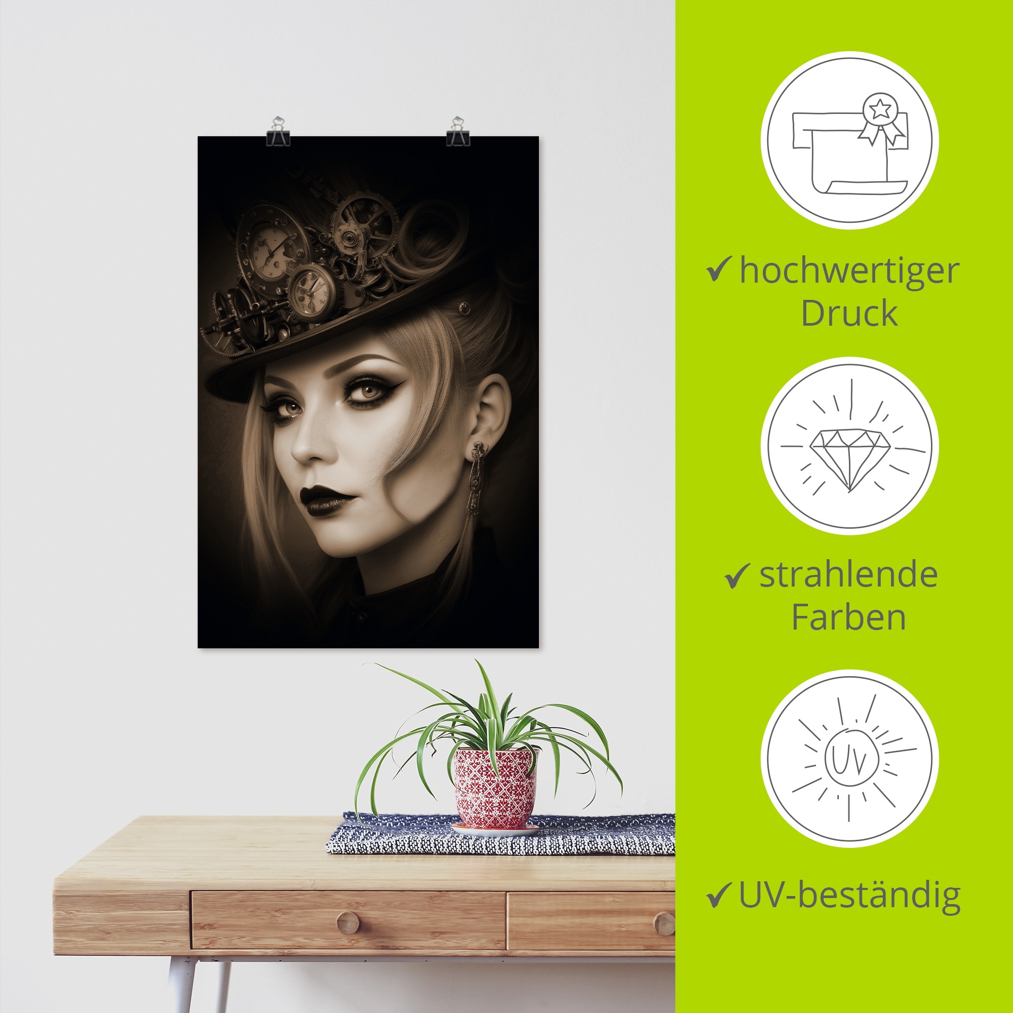 Wandbild ARTLAND "Simply Steampunk", farbe bild(er): schwarz, B:80cm H:120cm, Papier, Bilder, als Alubild, Leinwandbild, Poster, Wandaufkleber in verschied. Größen 2