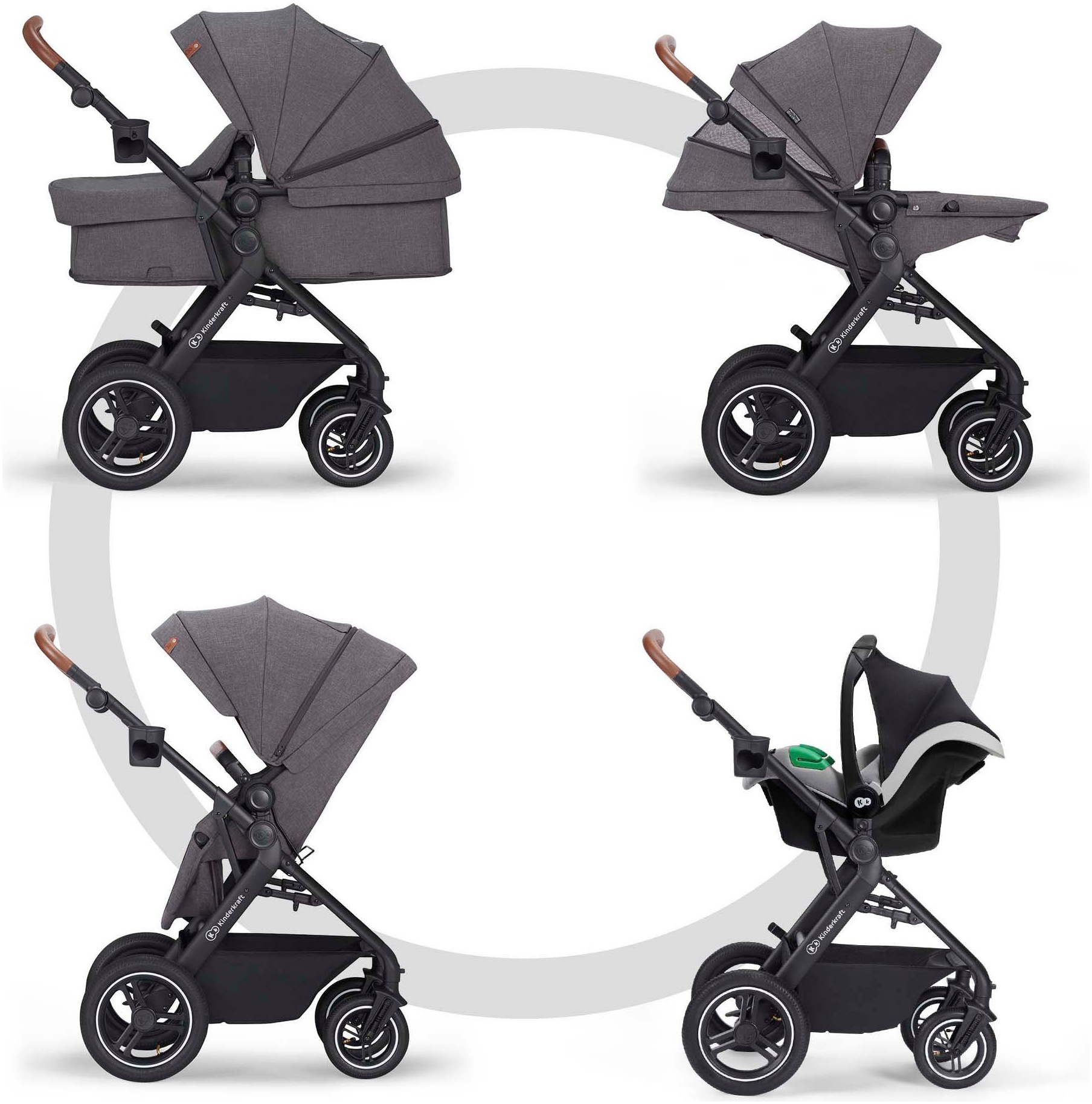 Thumbnail - Kinderkraft Kombi-Kinderwagen "B-TOUR PRO 3in1" 22 kg inkl. Babyschale, Adaptern, Wickeltasche