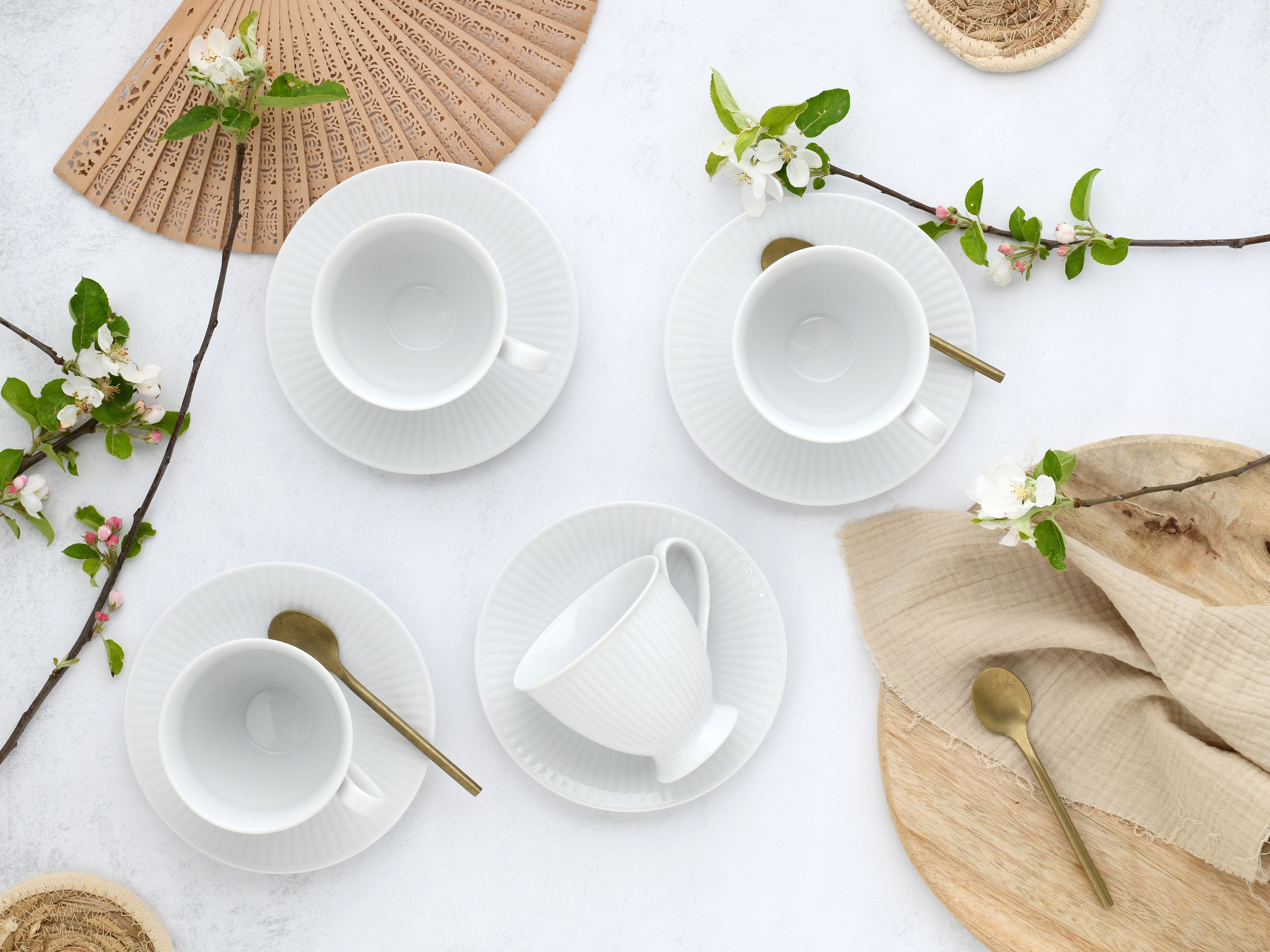 CreaTable Tasse »Valencia Weiß, Kaffeeset, 12-tlg.«, (Set, 12 tlg.), Elegant, Boho Chic