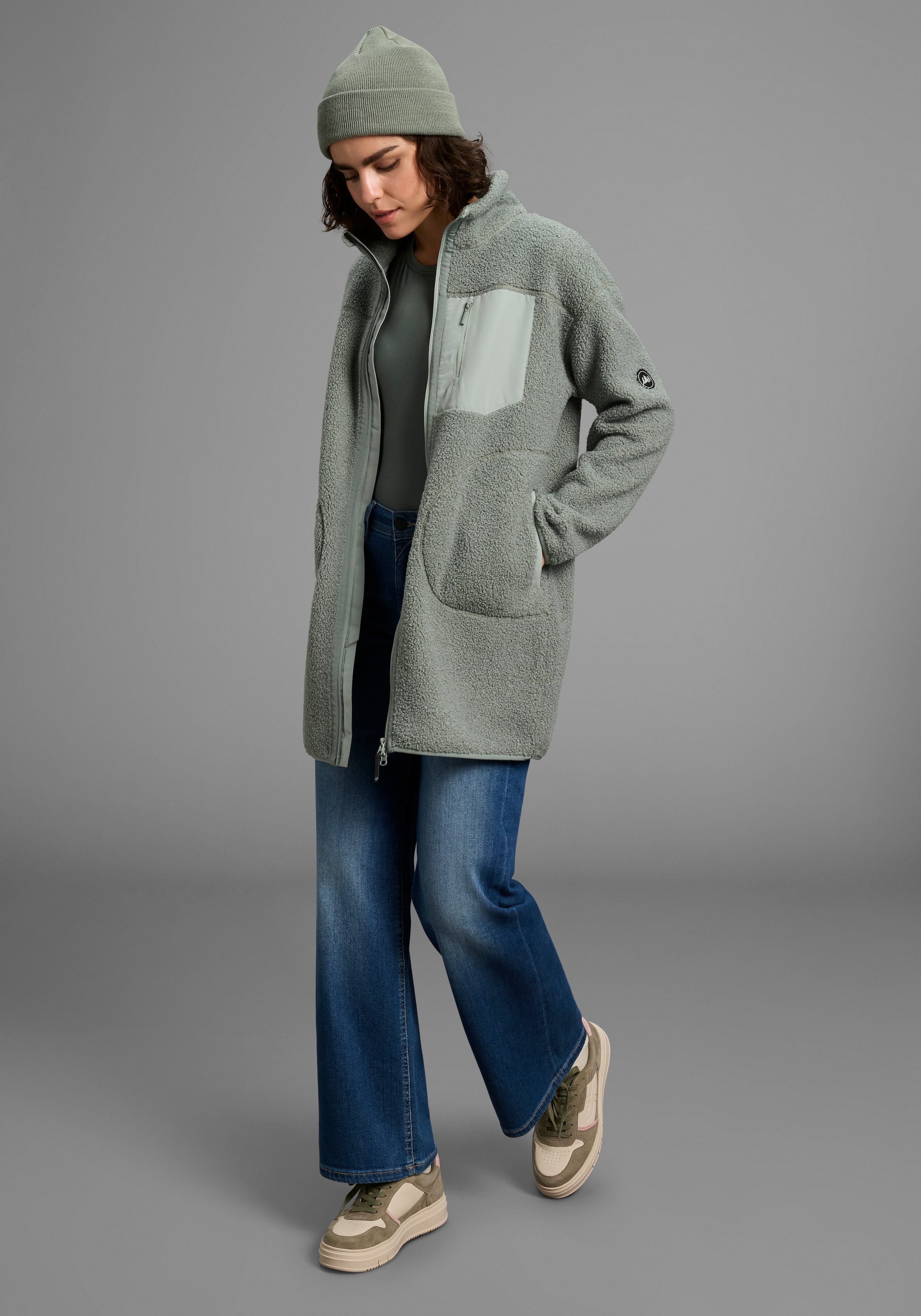 Polarino Fleecejacke, Teddy Fleece Jacke, Oversize