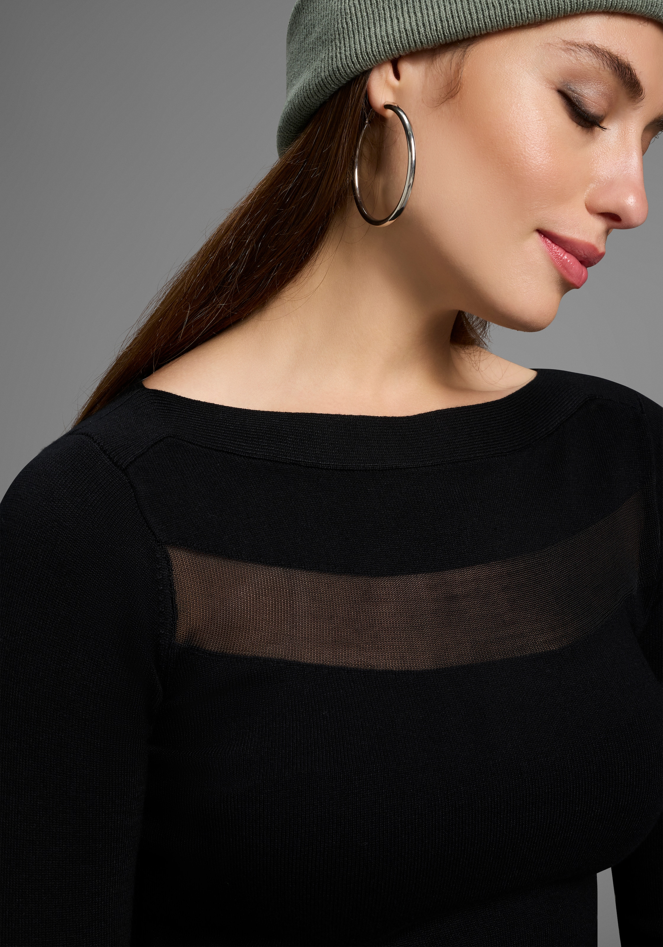 Bruno Banani Strickpullover, mit Mesh-Einsatz - NEUE KOLLEKTION