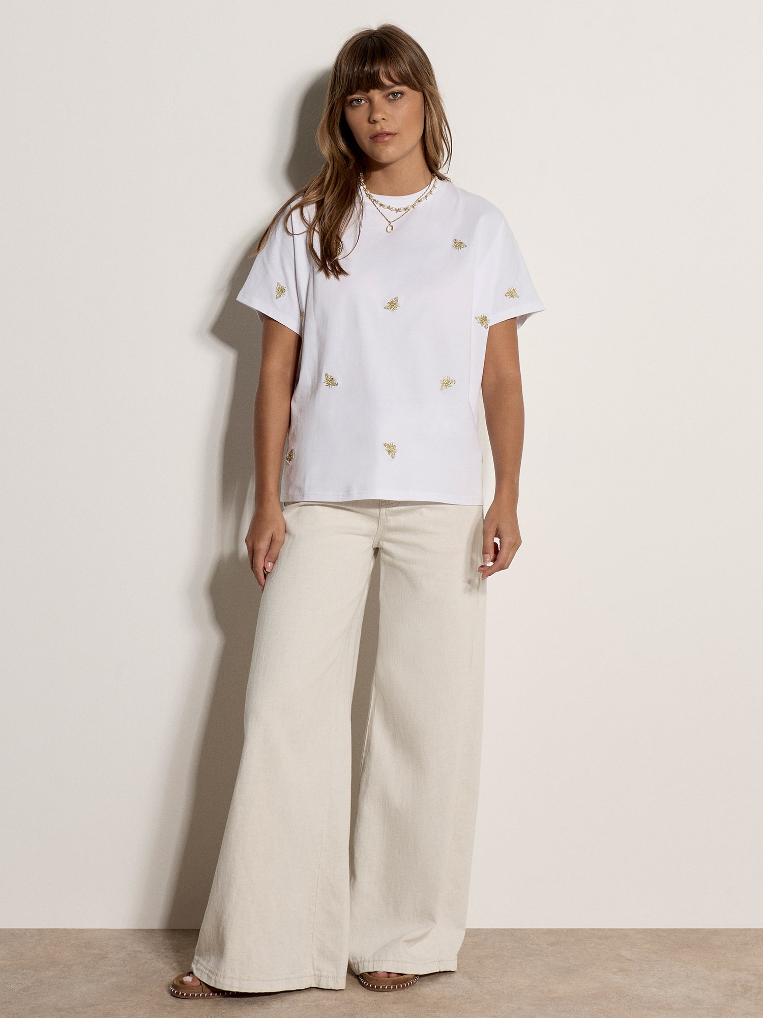 Apricot Shirttop »T-shirt« mit goldener Bienenstickerei