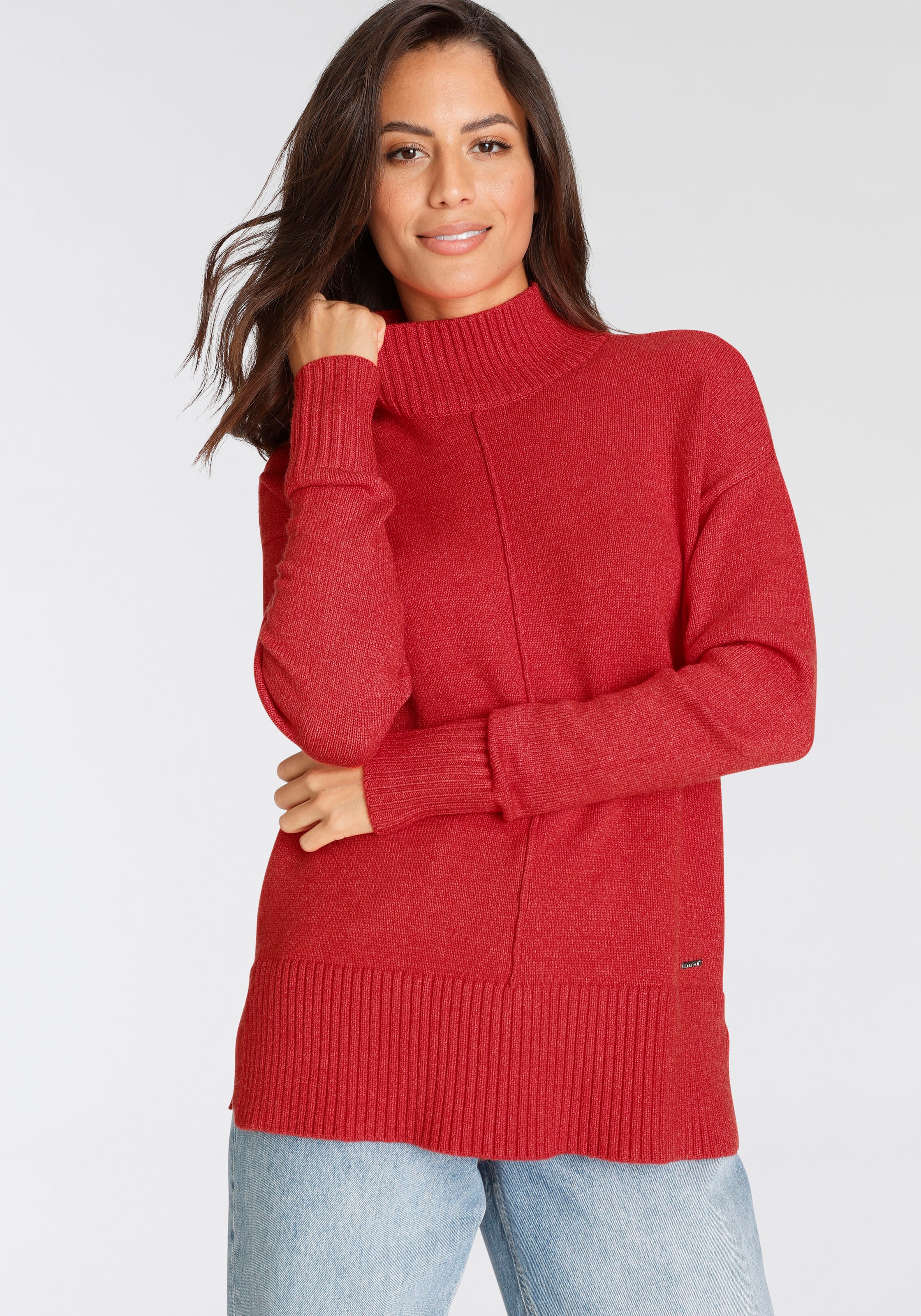 Laura Scott Stehkragenpullover, mit Zierbiese günstig online kaufen