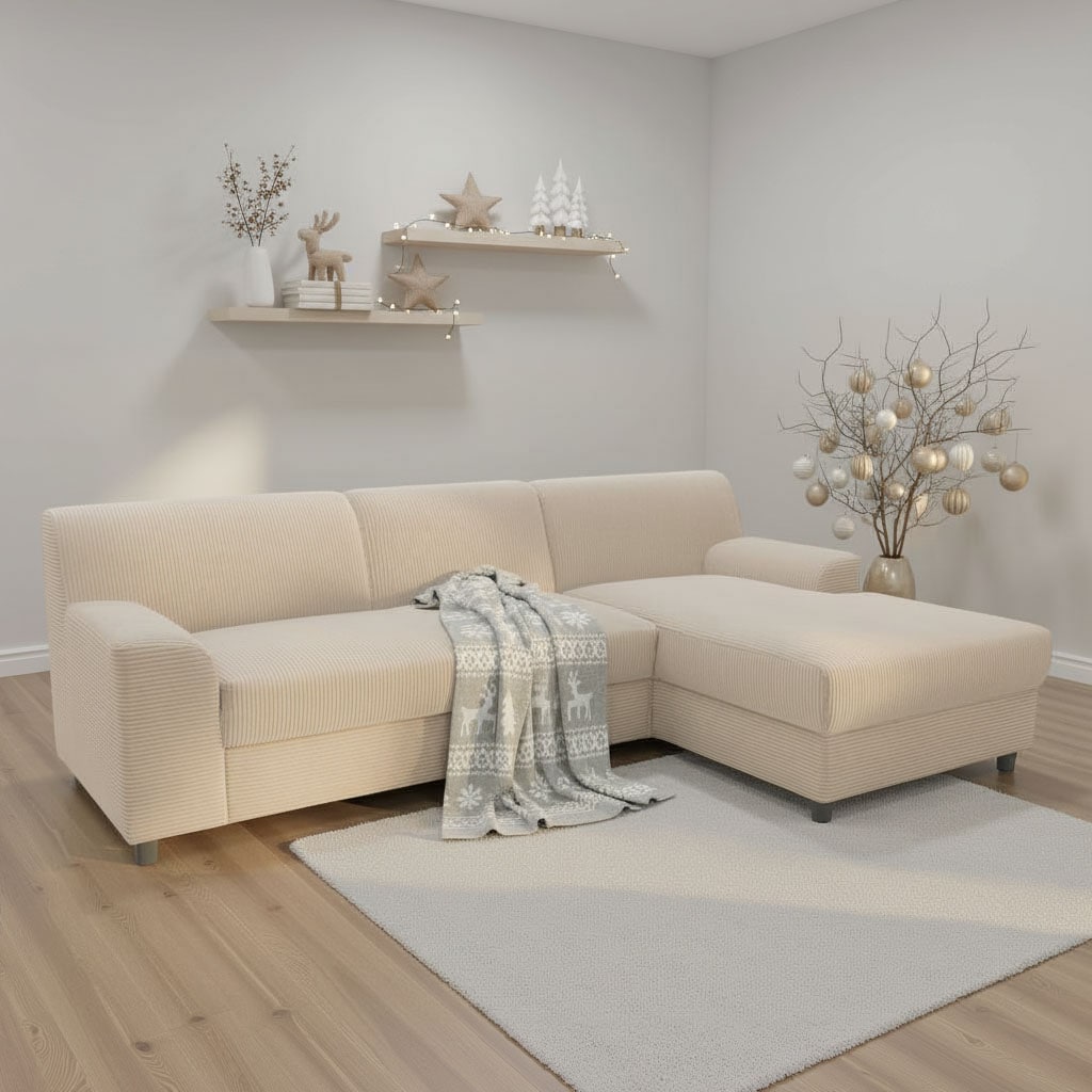 DOMO collection Ecksofa "Turah 2, Cord oder Luxus-Microfaser, mit Federkern günstig online kaufen