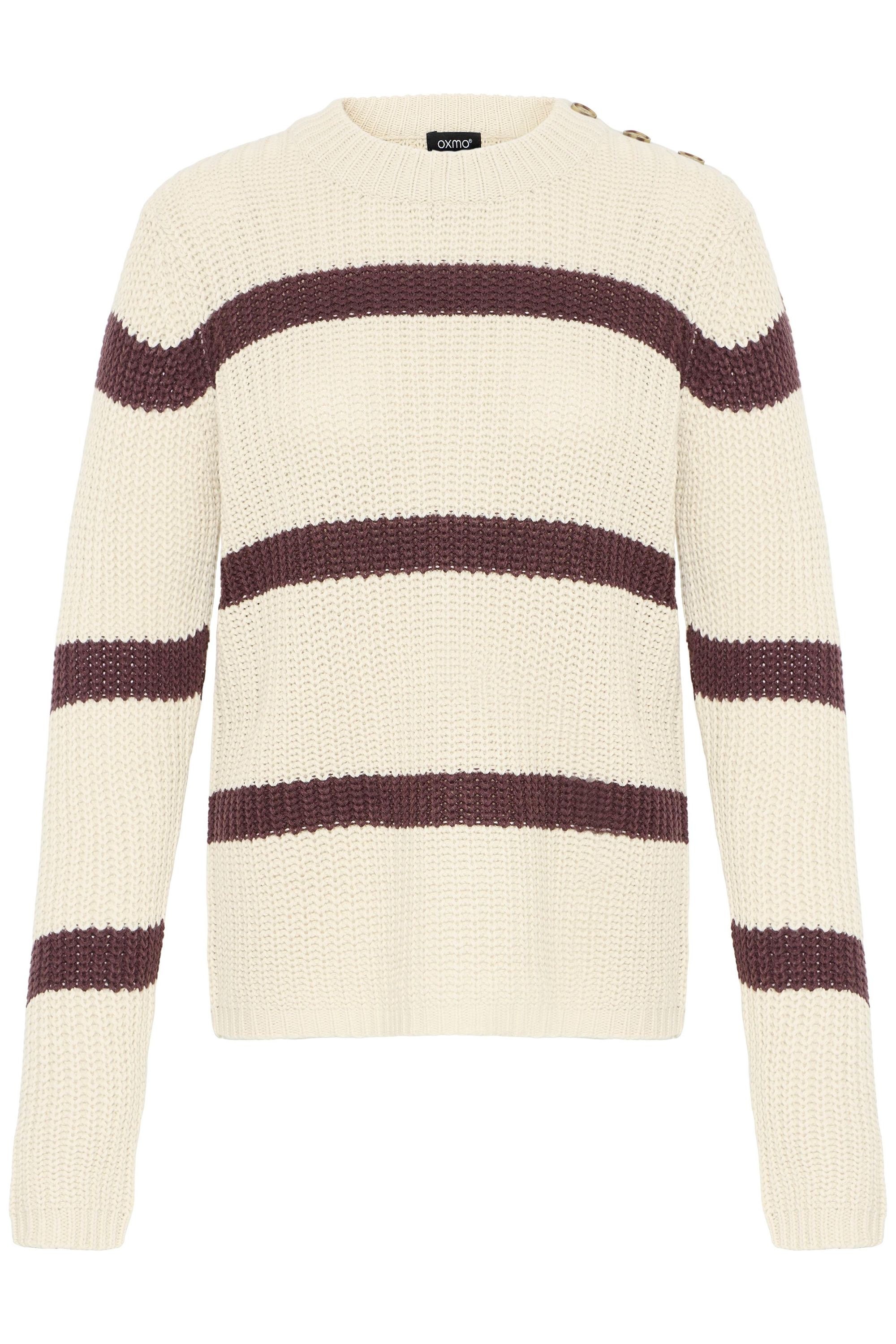 Strickfleece-Pullover OXMO "Strickpullover OXFKANNA", Damen, Gr. XXL, braun (fudge mix), Obermaterial: 60% Baumwolle CO. 40% Polyacryl PAN., Pullover