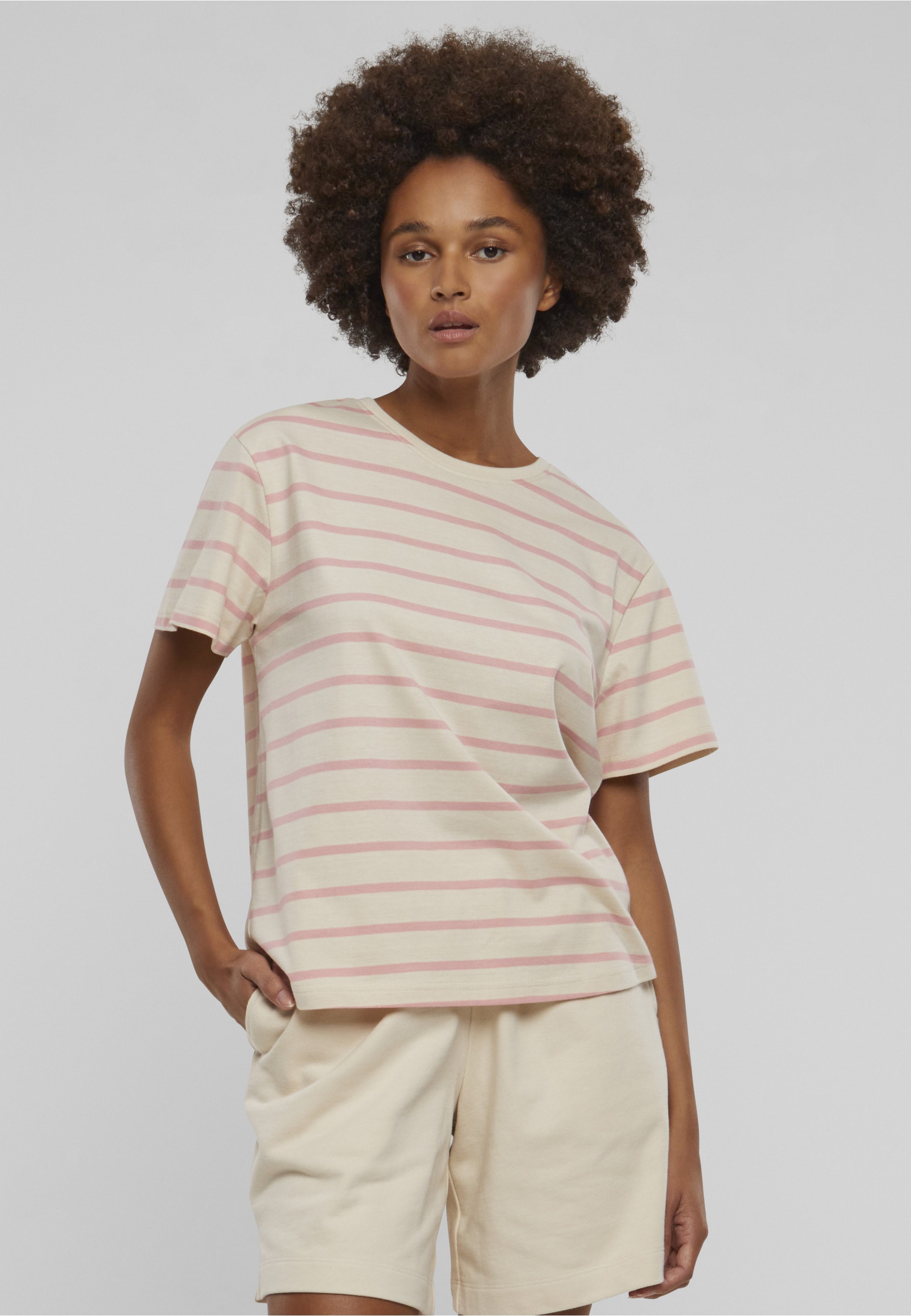 URBAN CLASSICS T-Shirt »Urban Classics Damen Ladies Striped Boxy Tee« 1 Stk.