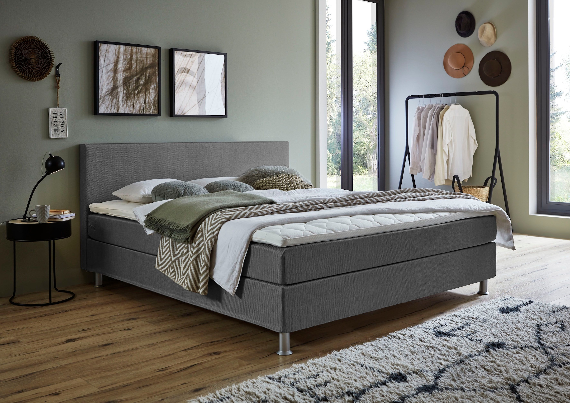 ATLANTIC home collection Boxbett "Edison", inkl. Bonnellfederkern-Matratze und Topper