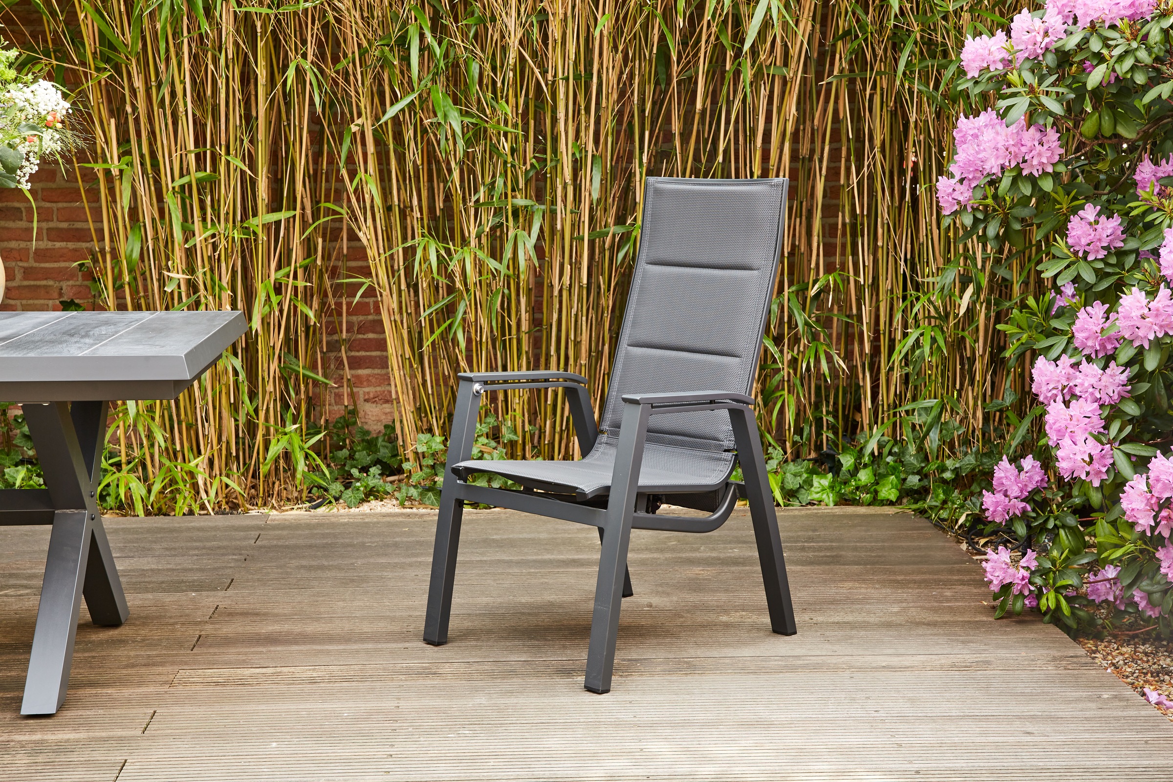 Siena Garden Gartensessel »MILANO Relax Move Sessel« Gestell aus Aluminium matt anthrazit, Bezug padded dunkelgrau