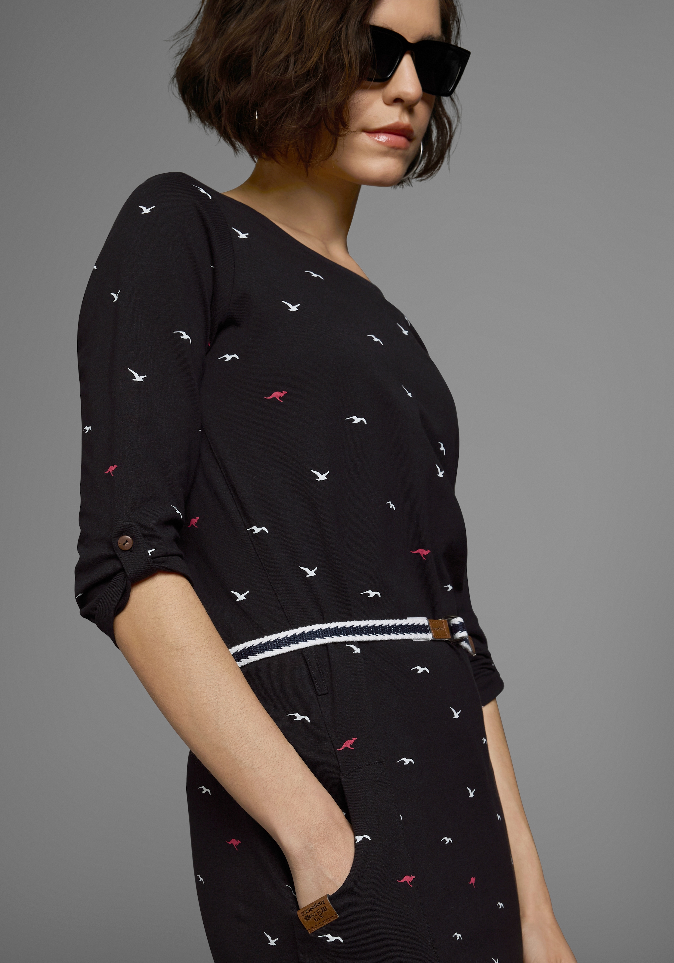 KangaROOS Jerseykleid, (Set, mit abnehmbarem Gürtel), figurbetonte Passform, aus Baumwollmischung