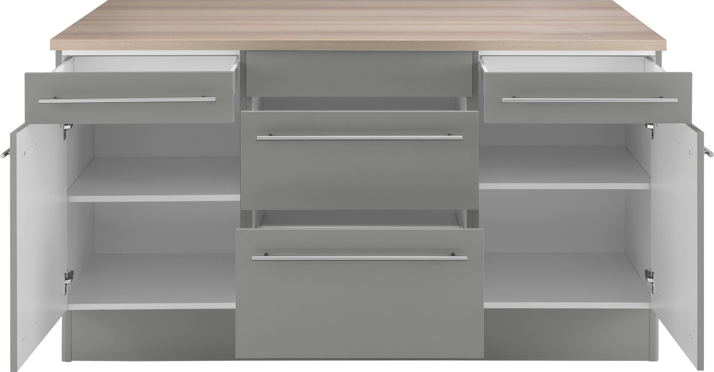 OPTIFIT Kücheninsel »Bern«, Stellbreite 160x95 cm mit höhenverstellbaren Füßen, mit Metallgriffen