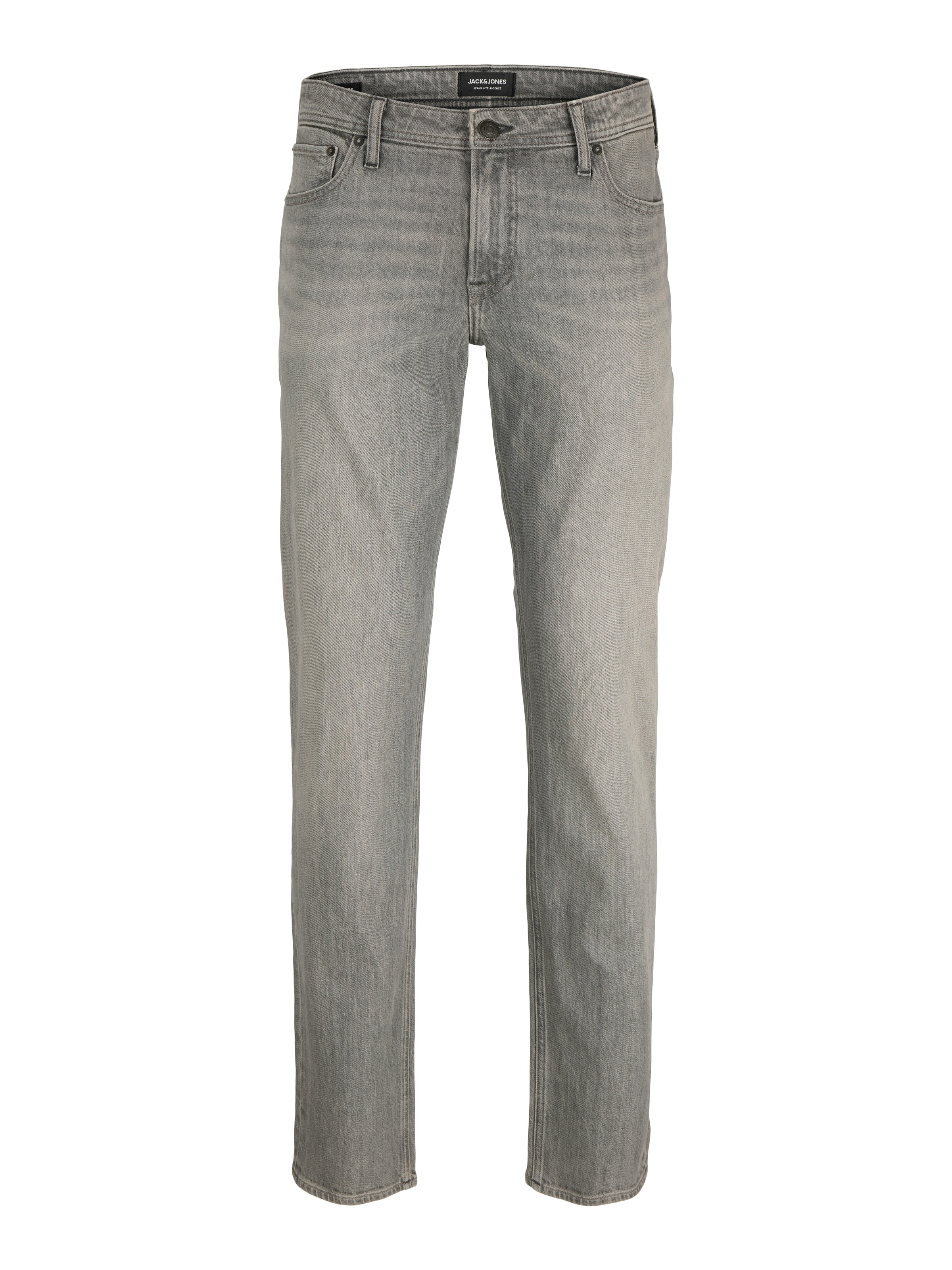 Regular-fit-Jeans JACK & JONES "JJICLARK im Used-Look, Stretchkomfort und niedrige Leibhöhe", Herren, Gr. 30, Länge 32, grau denim, Denim/Jeans, Obermaterial: 98% Baumwolle, 2% Elasthan, Abriebeffekte, regular fit lang, Jeans, Baumwollmischung, regular fi