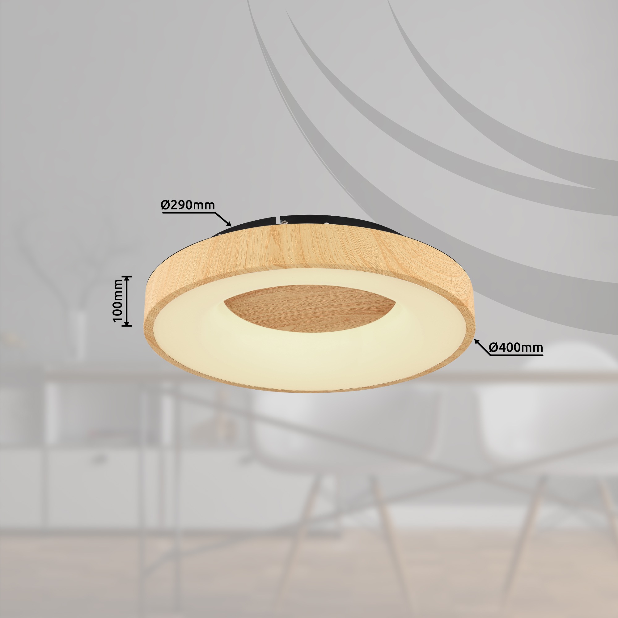 GLOBO LIGHTING LED Deckenleuchte »JOLLI«, Leuchtmittel LED-Modul | LED fest integriert, Deckenlampe/holzoptik/rund/Wohnzimmer/Schlafzimmer/CCT 2700-6000K
