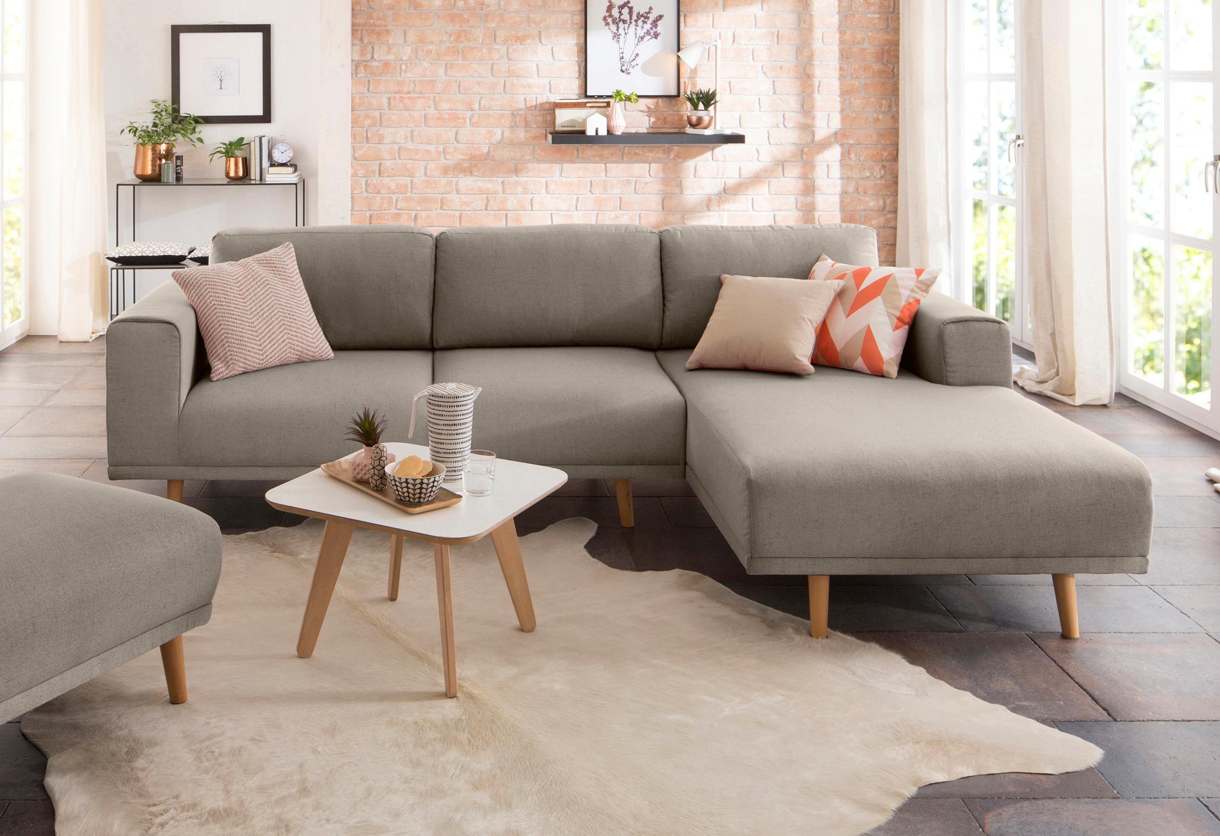 Home affaire Ecksofa "Lasse L-Form", im scandinavischen Stil mit Holzfüßen günstig online kaufen