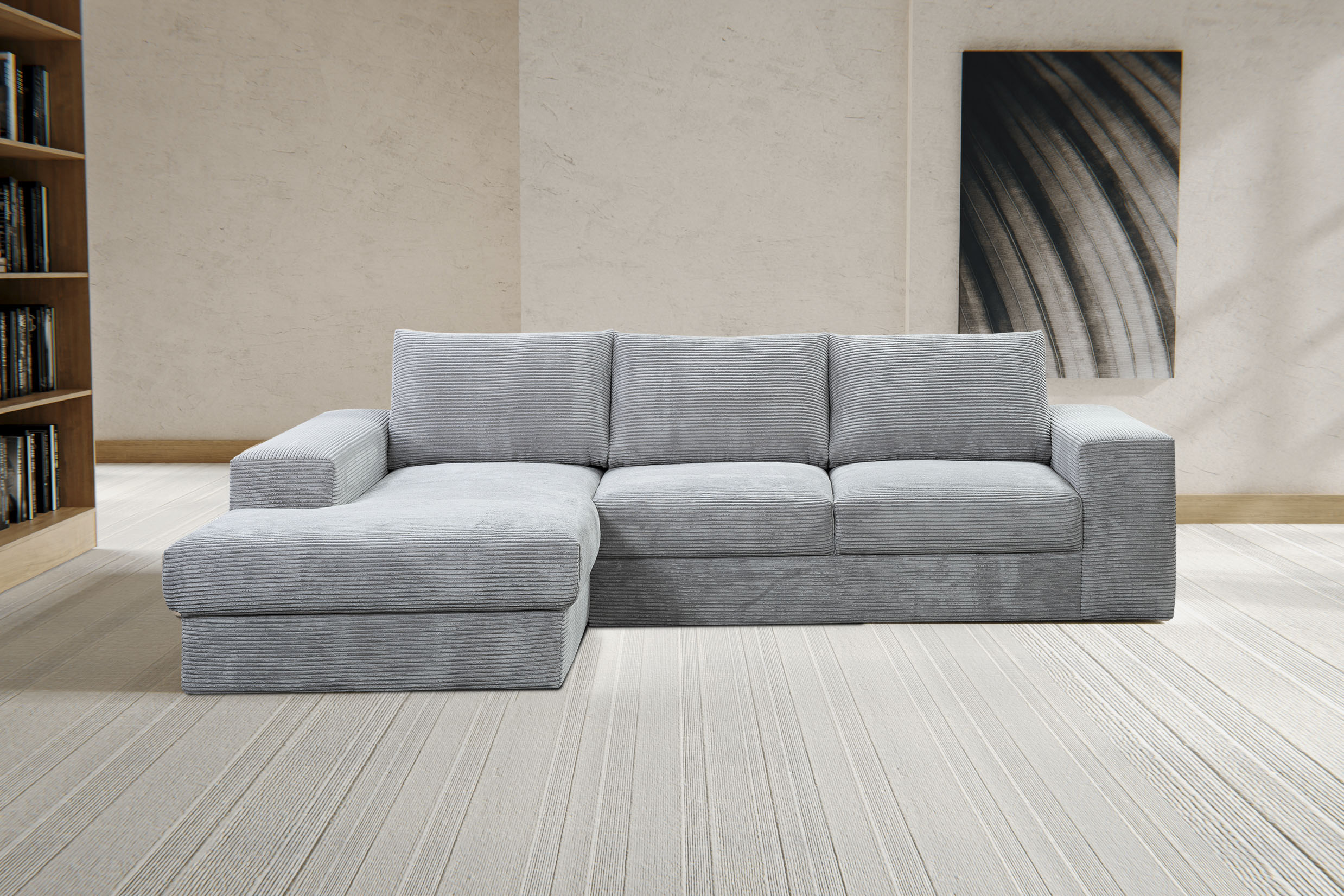 WERK2 Ecksofa "Rozzana 280 x 190 cm modern und bequem" Cord, L-Form, XXL