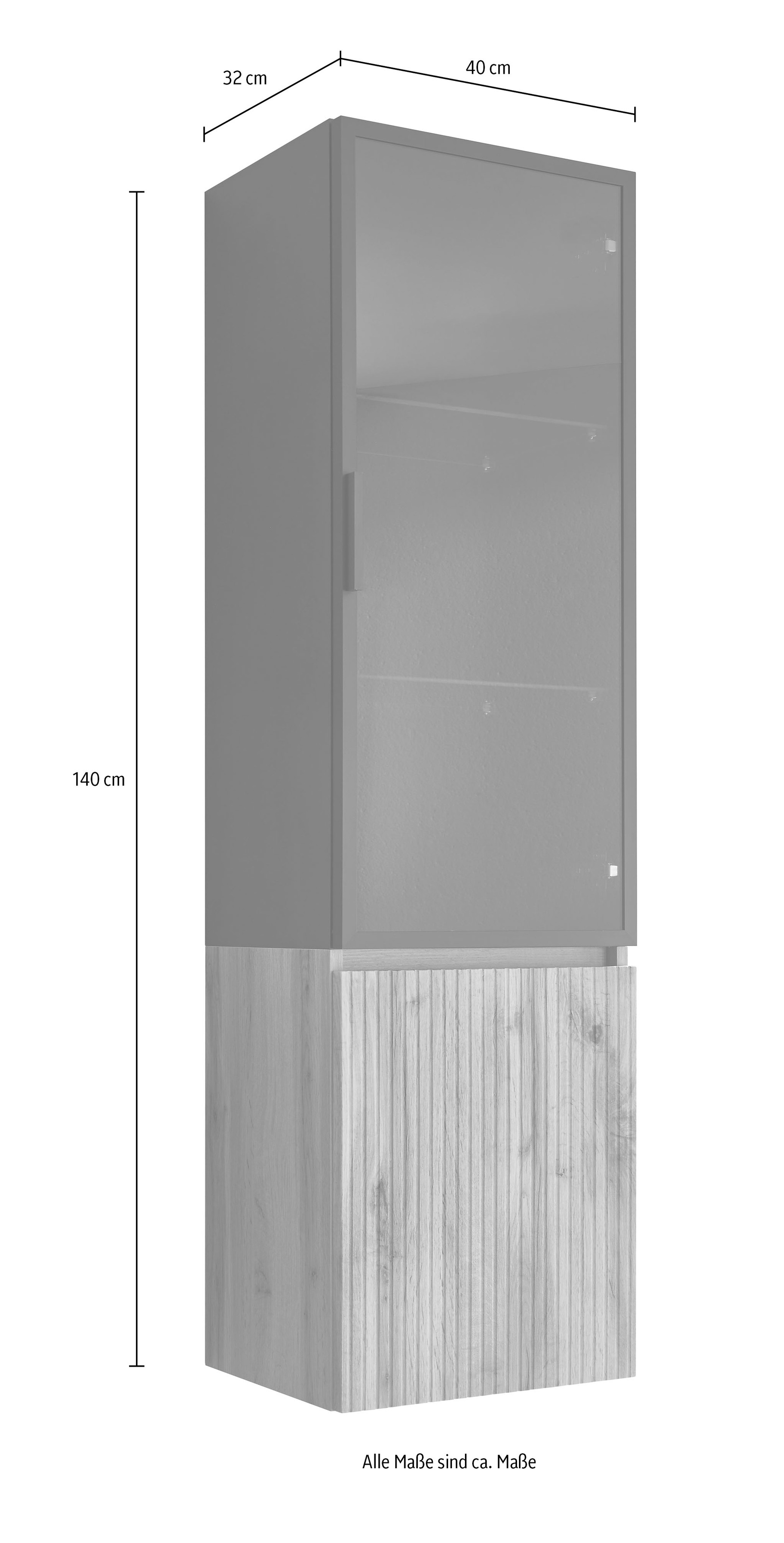 BASIC by Balculina Hochschrank »Loris BxHxT 40x140x32 cm« 1 Stk. tlg. Breite 40cm, Softclose, Glastür