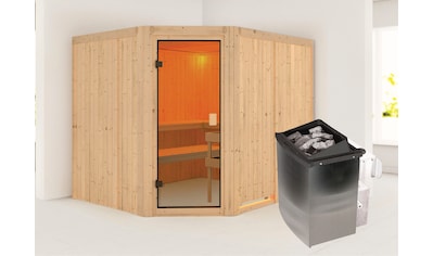 Sauna »"Homa " mit bronzierter Tür naturbelassen mit Ofen 9 kW integr. Strg.«