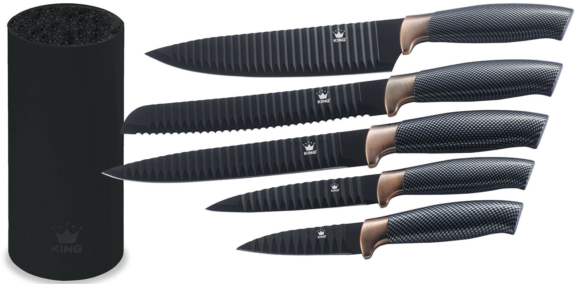 Thumbnail - KING Bräter "5 Liter" Set, 5 Küchenmesser inklusive Messerblock, 8 Stk. tlg. Aluminiumguss