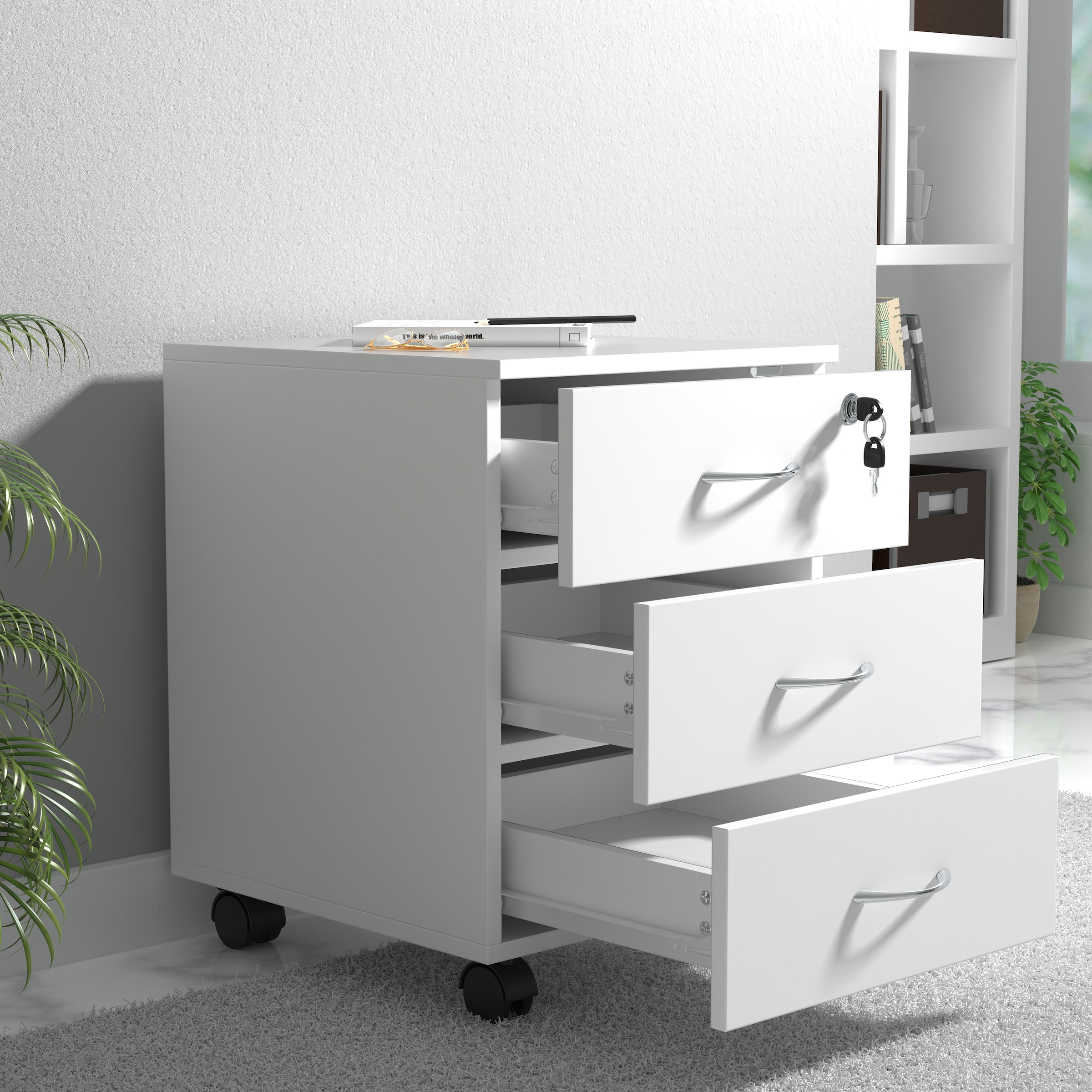 VCM Container »Holz Rollcontainer Büromöbel 3 Schubladen Baula L«