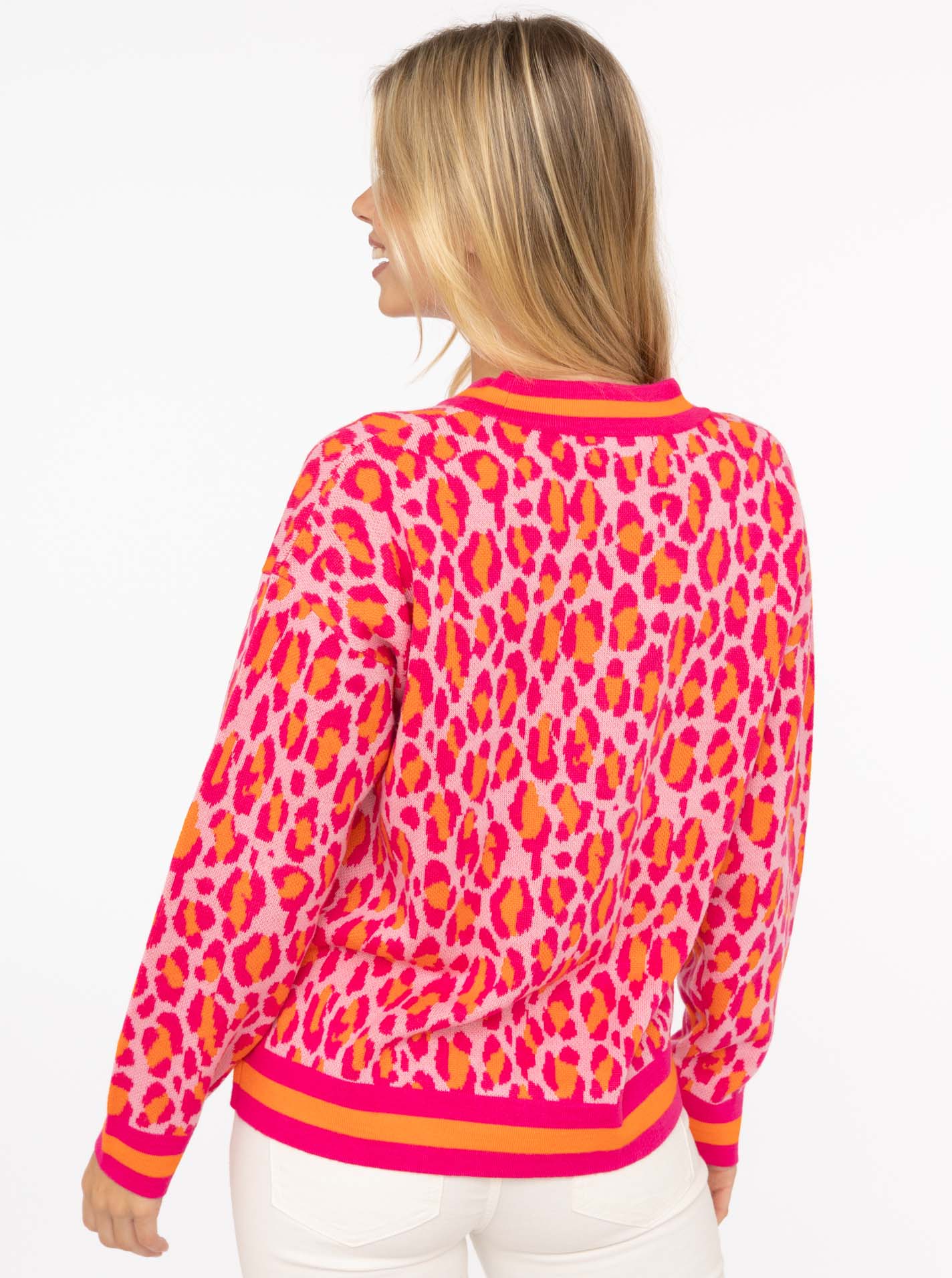 Thumbnail - Zwillingsherz Strickjacke ""Leo Streifen"" mit Knöpfen, Leomuster und Streifenbündchen