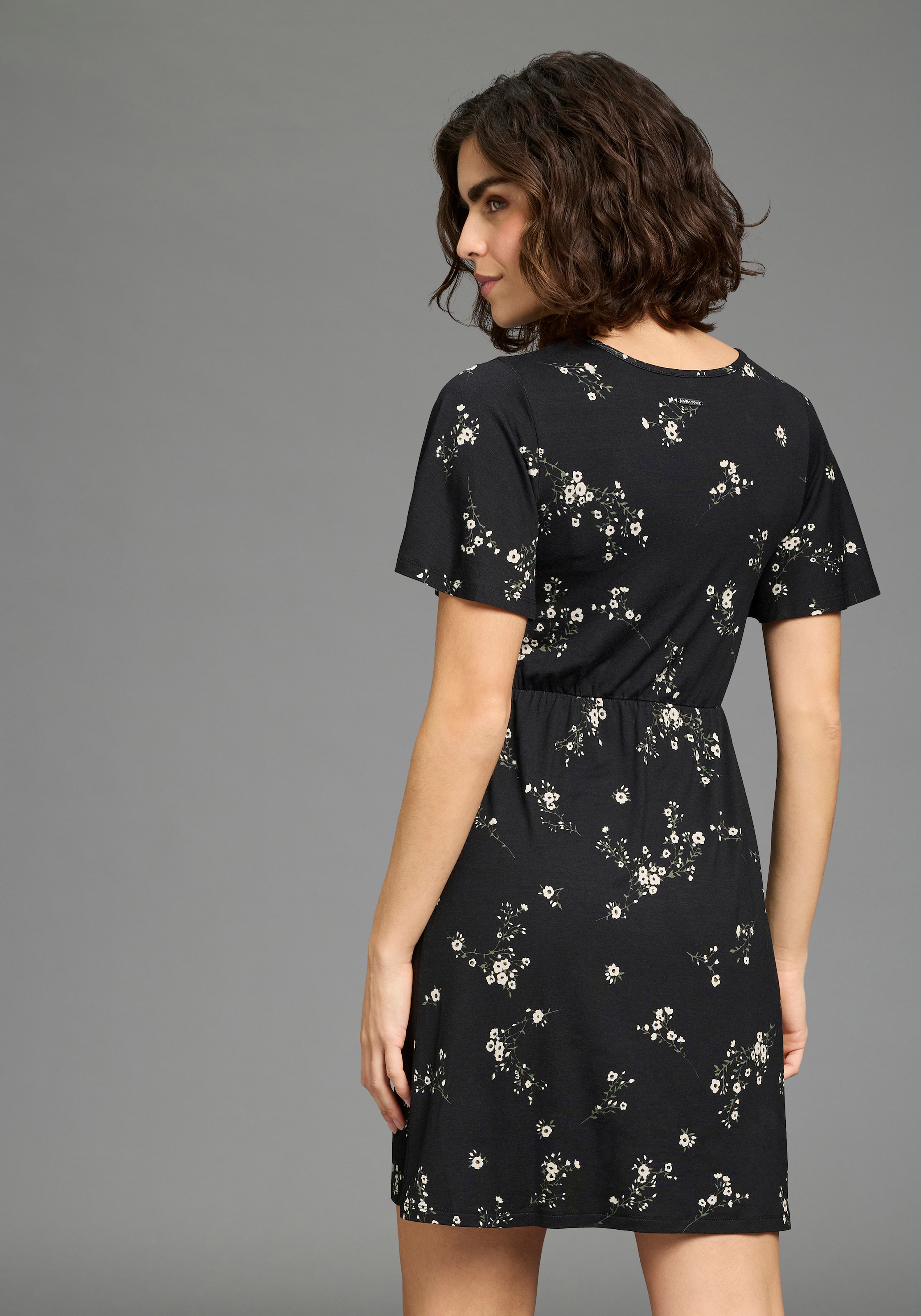 Laura Scott Sommerkleid mit betonter Taille, Kurzarm, geblümt