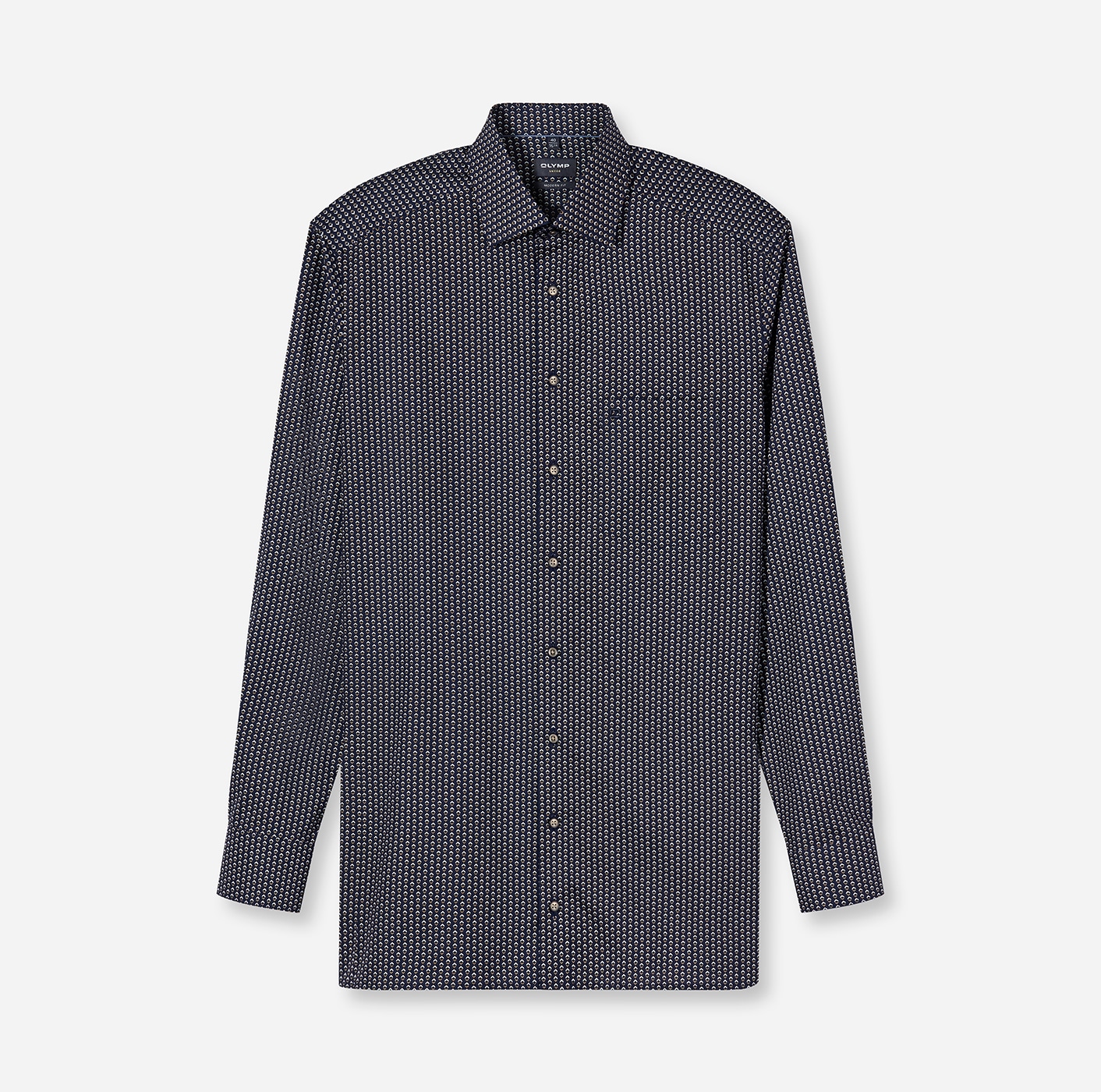 OLYMP Langarmhemd »Luxor« graphisches Muster, modern fit, Businesshemd, New-Kentkragen