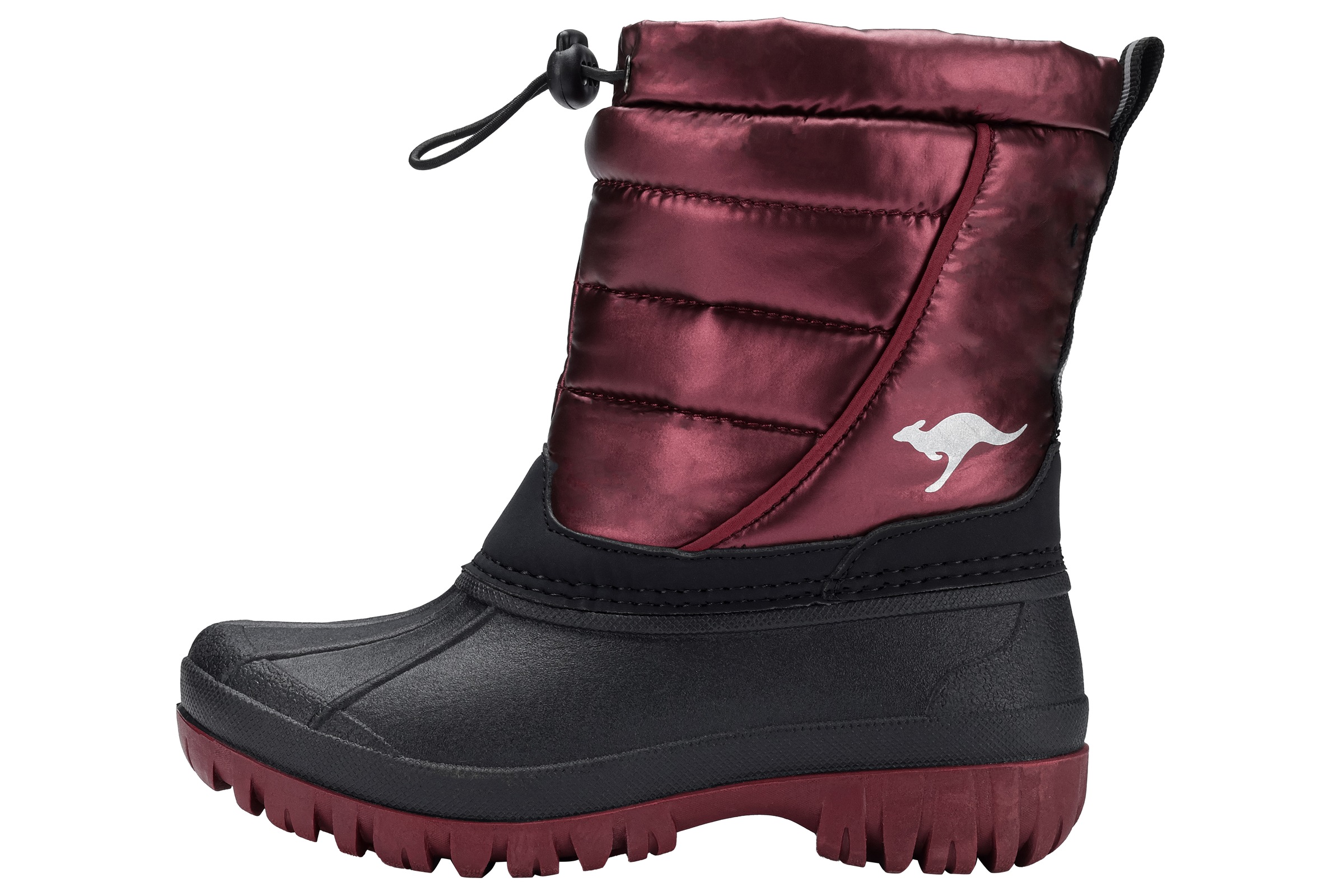 Winterboots KANGAROOS "K-Ben", Jungen, Gr. 34, schwarzberry, metallic, Synthetik, Textil, Schuhe Winterboots, Wasserabweisend,Winterschuhe, Winterstiefel, Snowboots